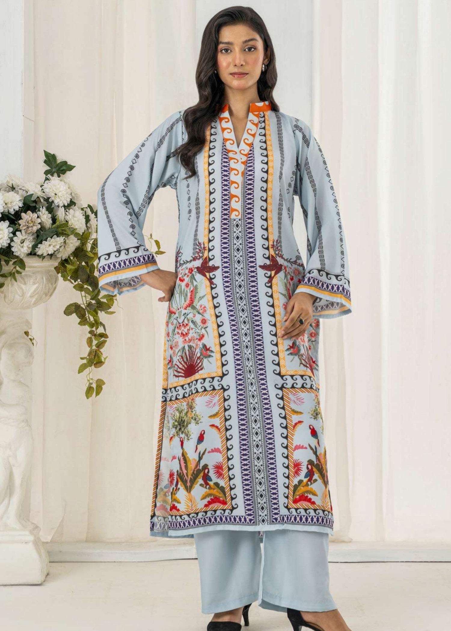 poly lawn Co Ord Sets in Lavender grey