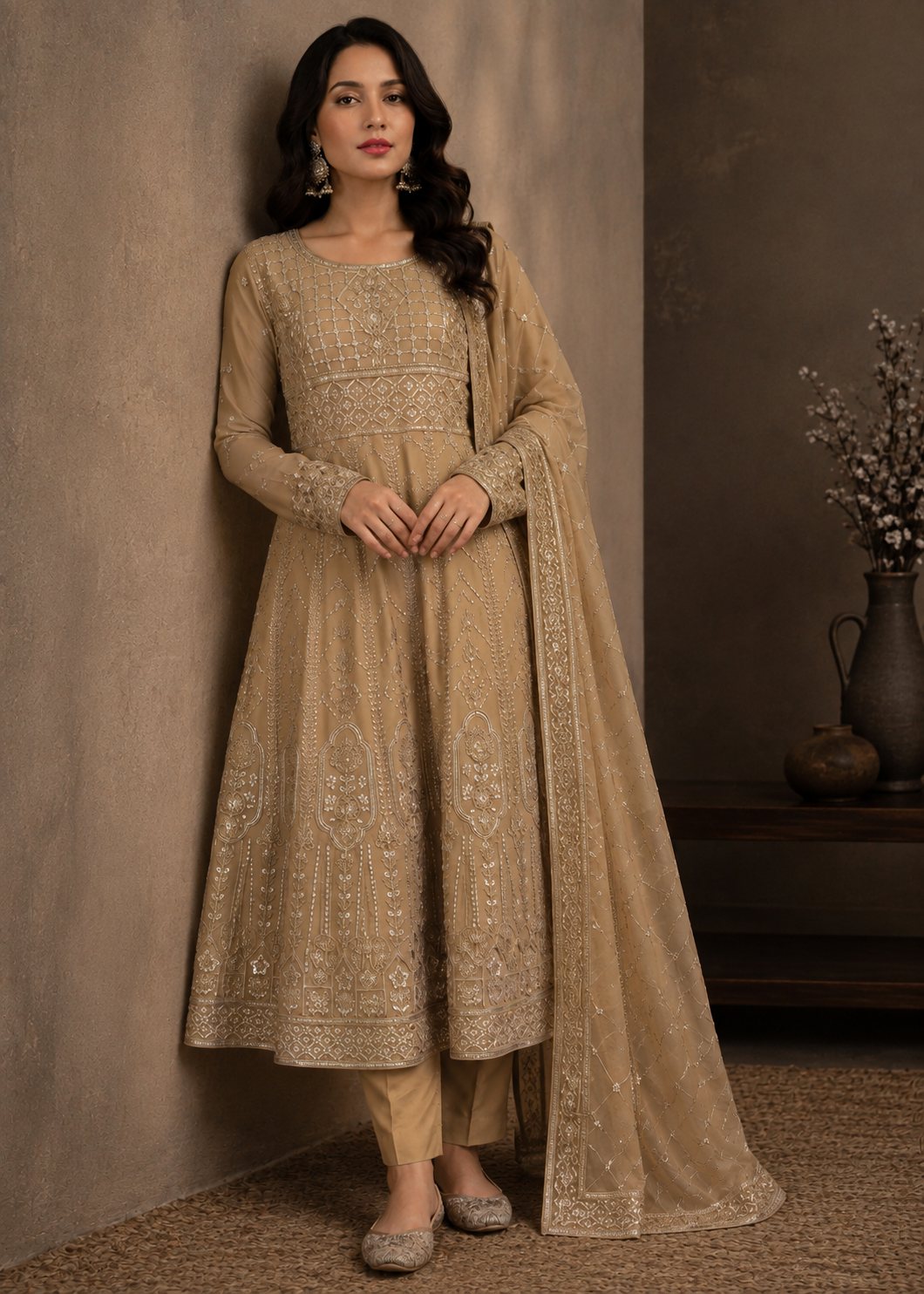 chiffon Maxi in Camel brown