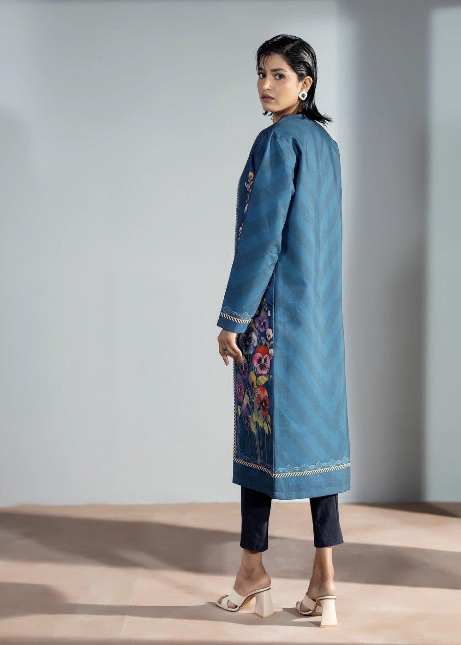 blended cambric Coat in Ocean blue