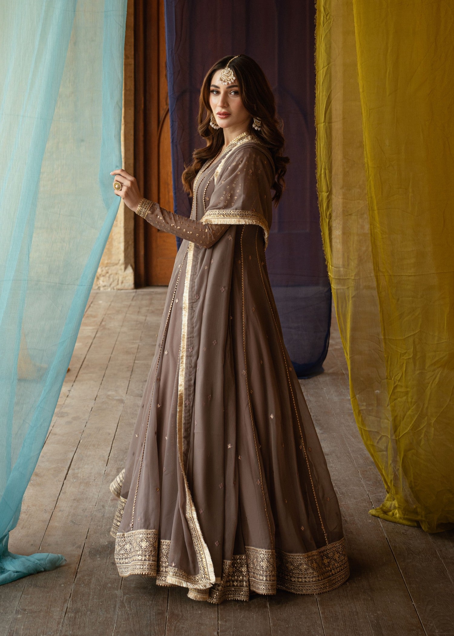 chiffon Maxi in Coffee brown