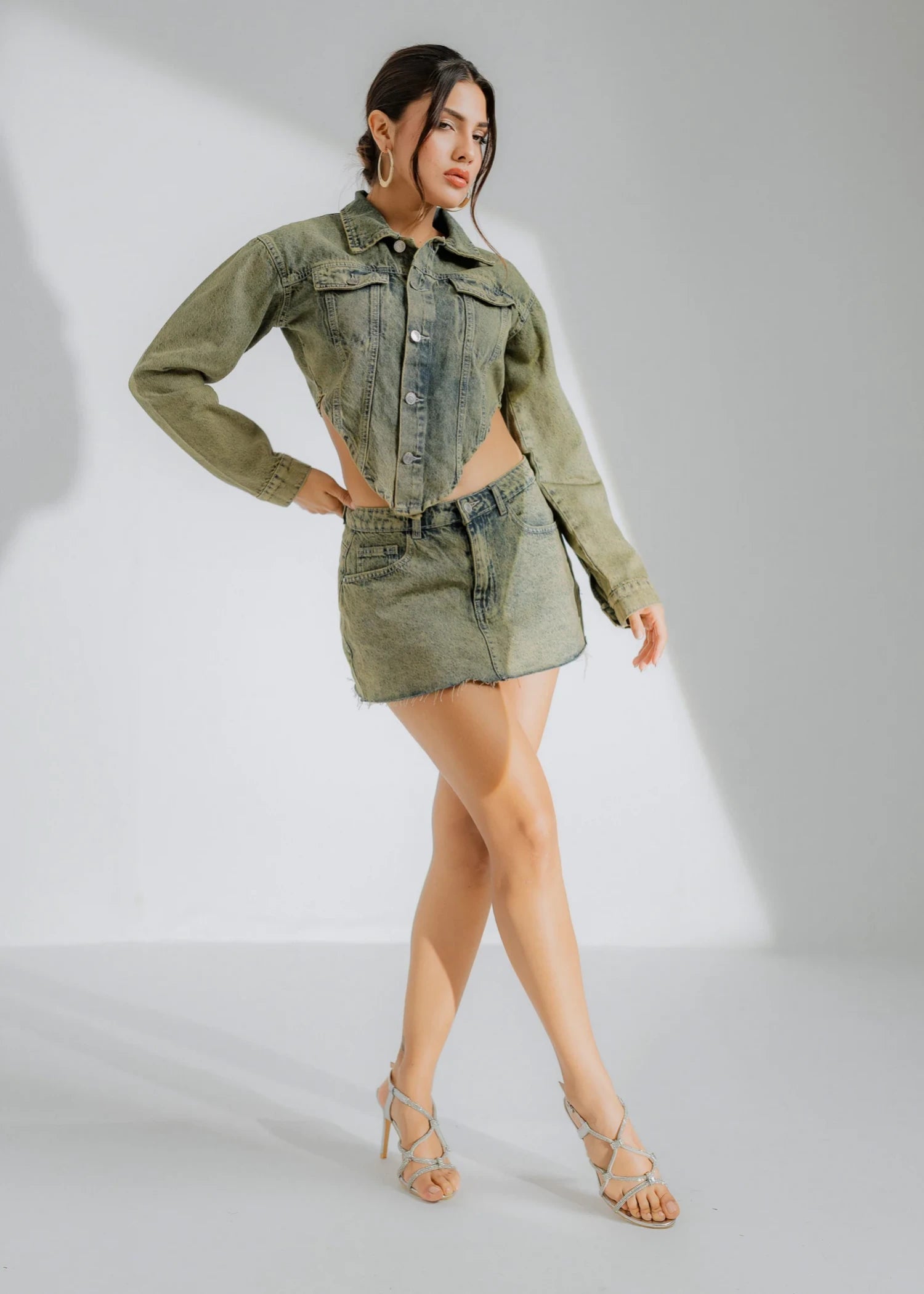 cotton Skirt in Olive green