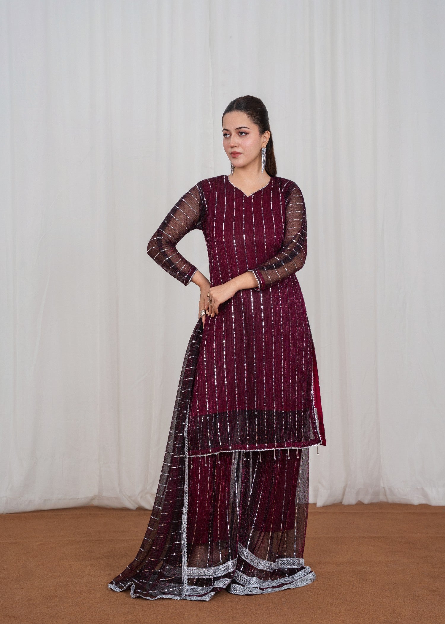 moonlight Kurta Set in Wine