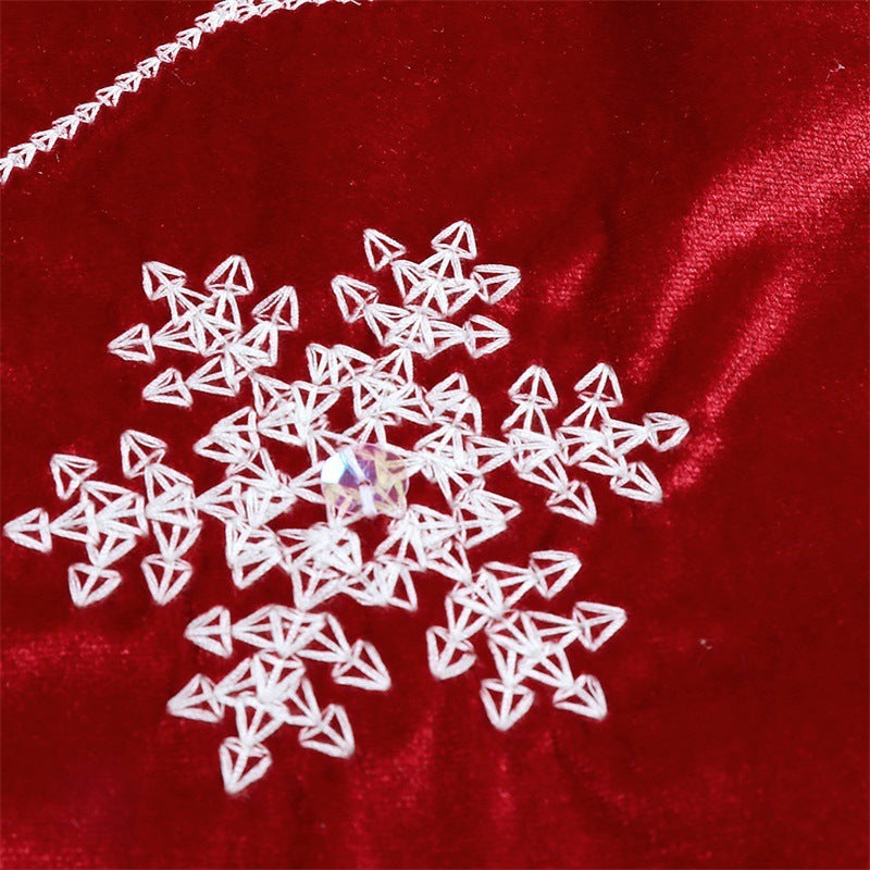 Christmas Red Velvet Cloth Snowflake Tree Skirt