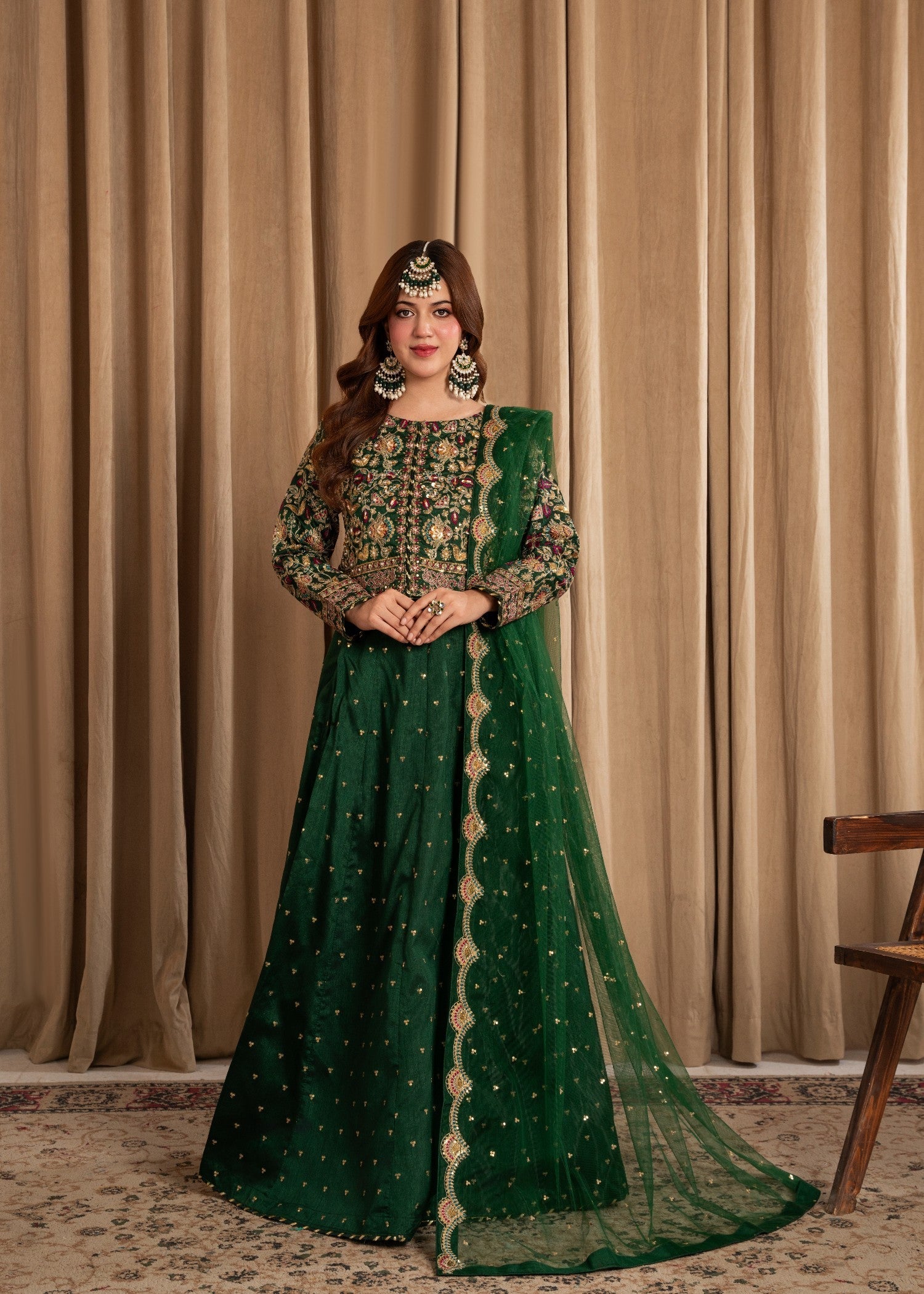 raw silk Lehenga in Green