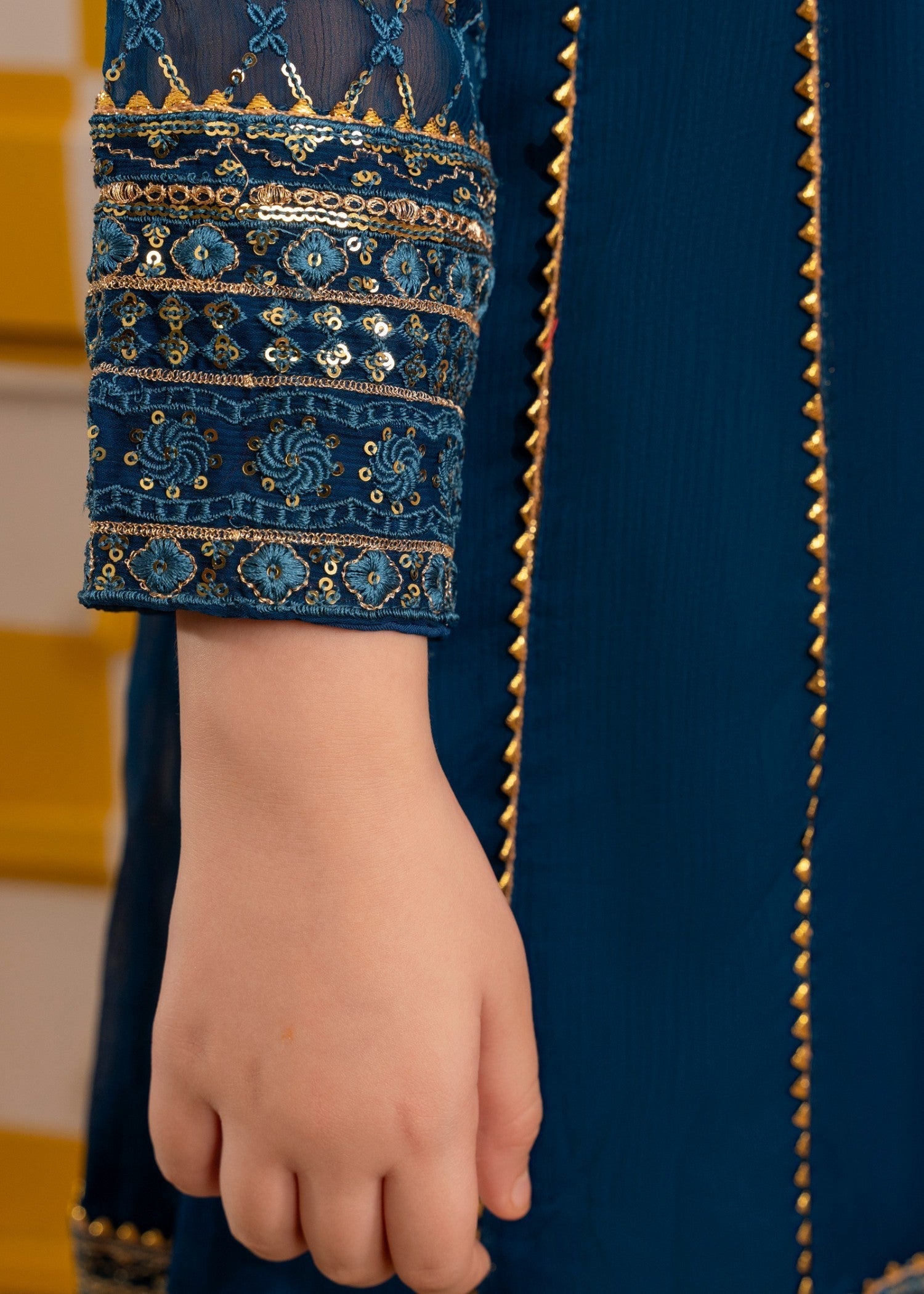 chiffon Short Frock in Teal