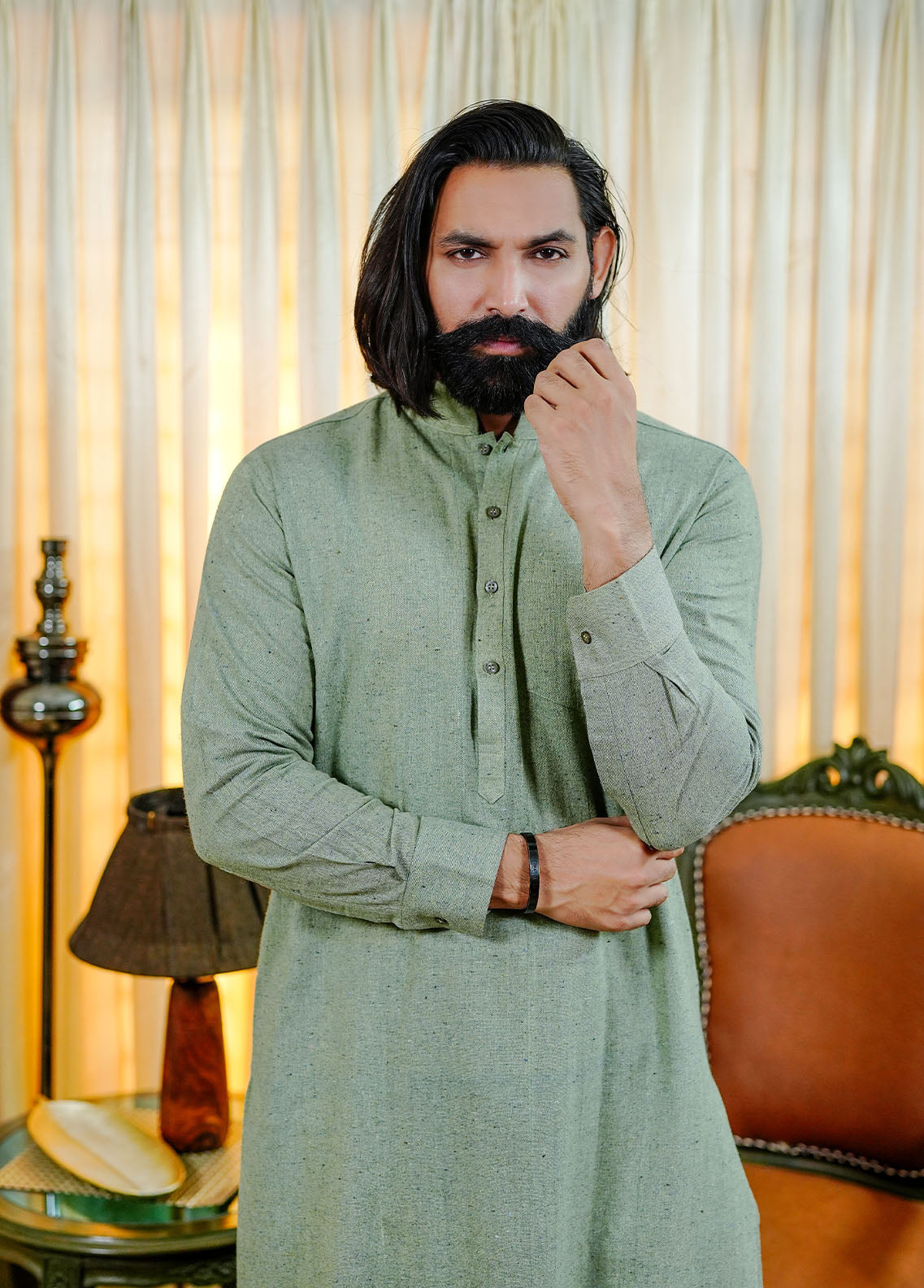 cotton viscose Shalwar Kameez in Green