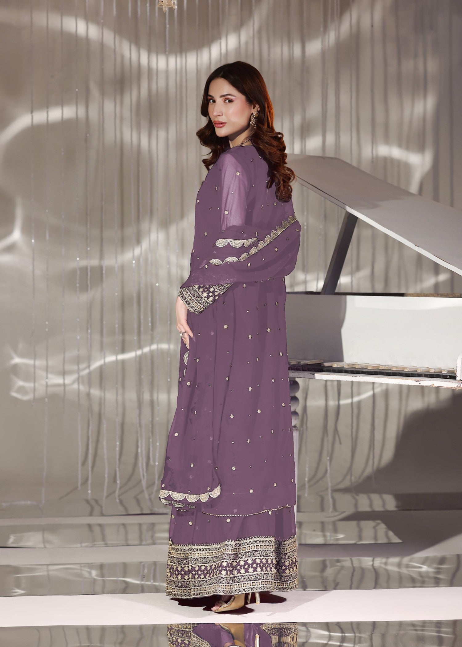 pk chiffon Lehenga in Lilac