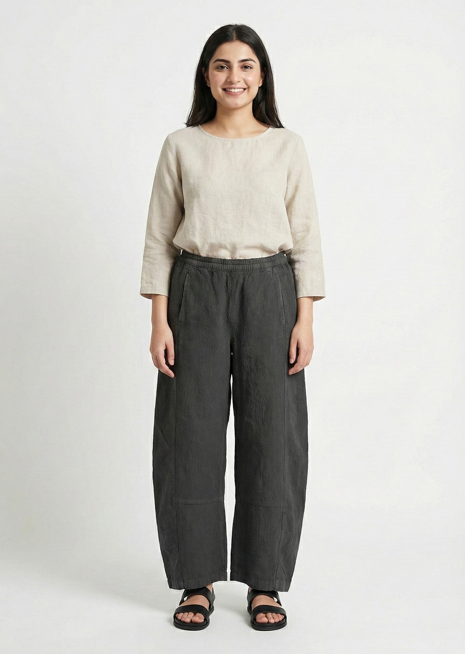 linen Trousers in Grey