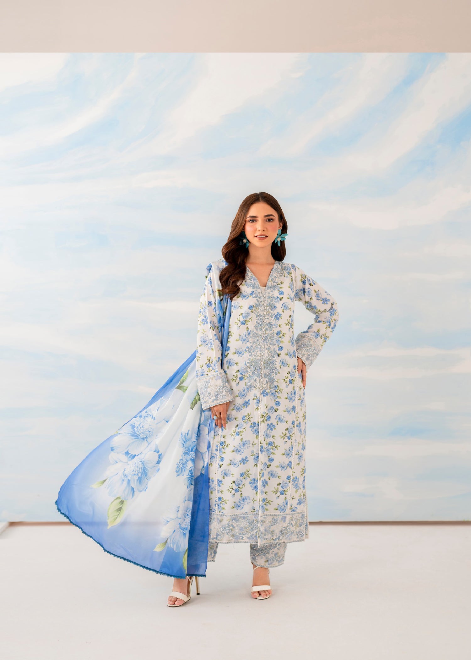 cambric Kurta Set in White