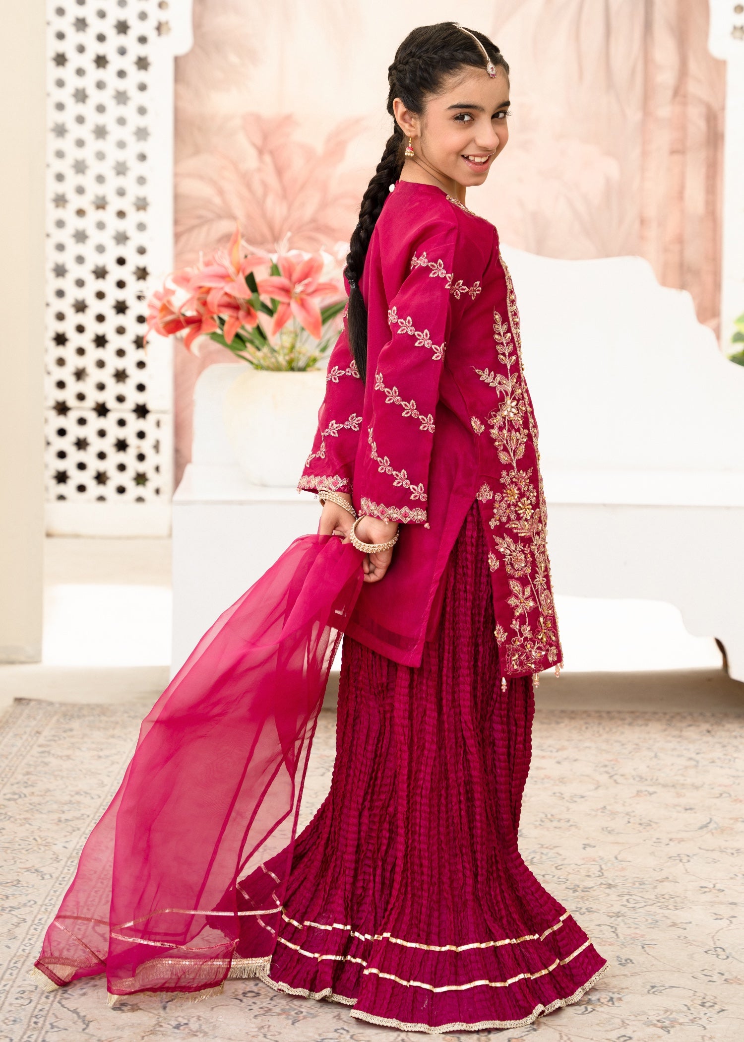organza Sharara in Magenta