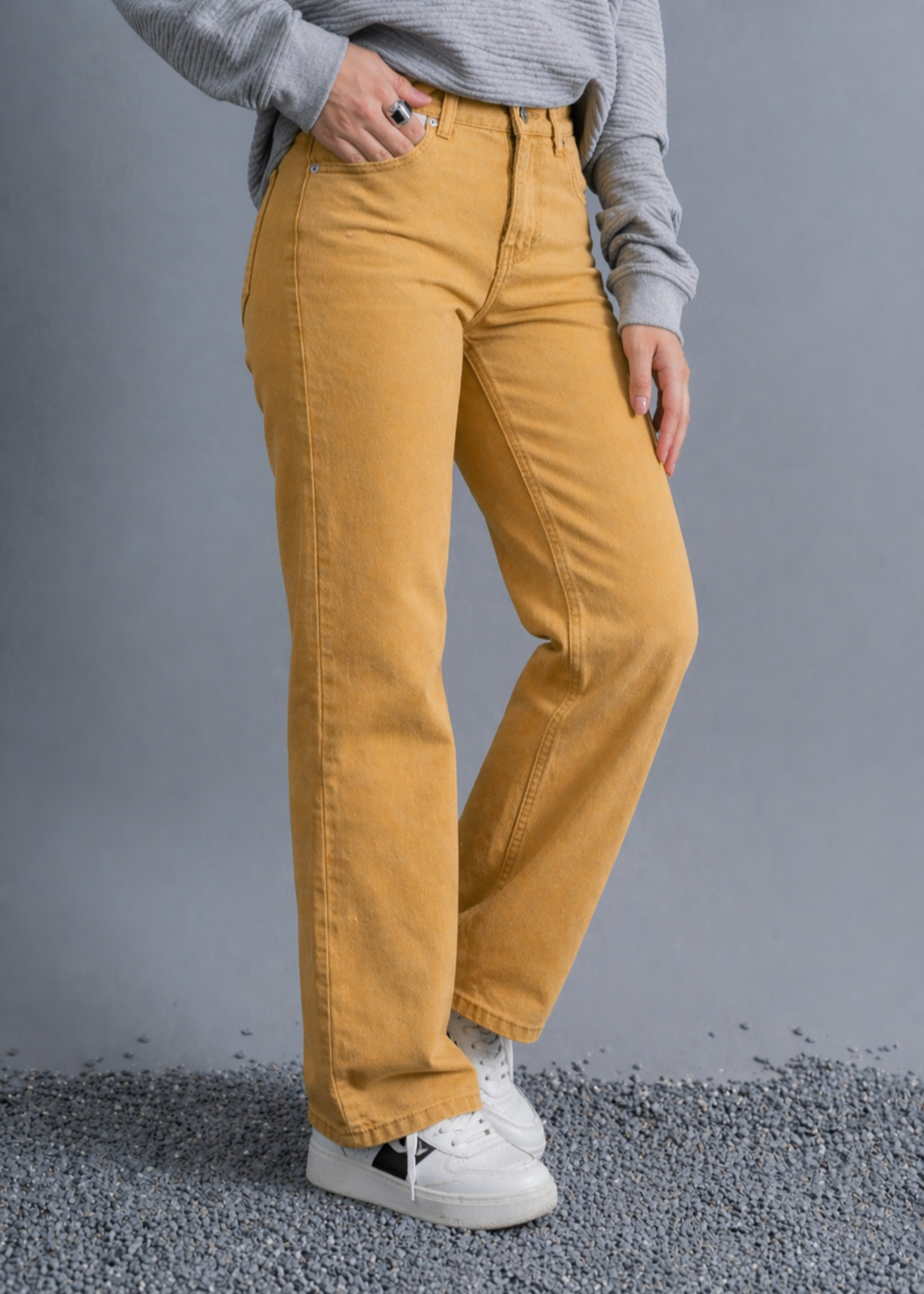 cotton Jeans in Mustard