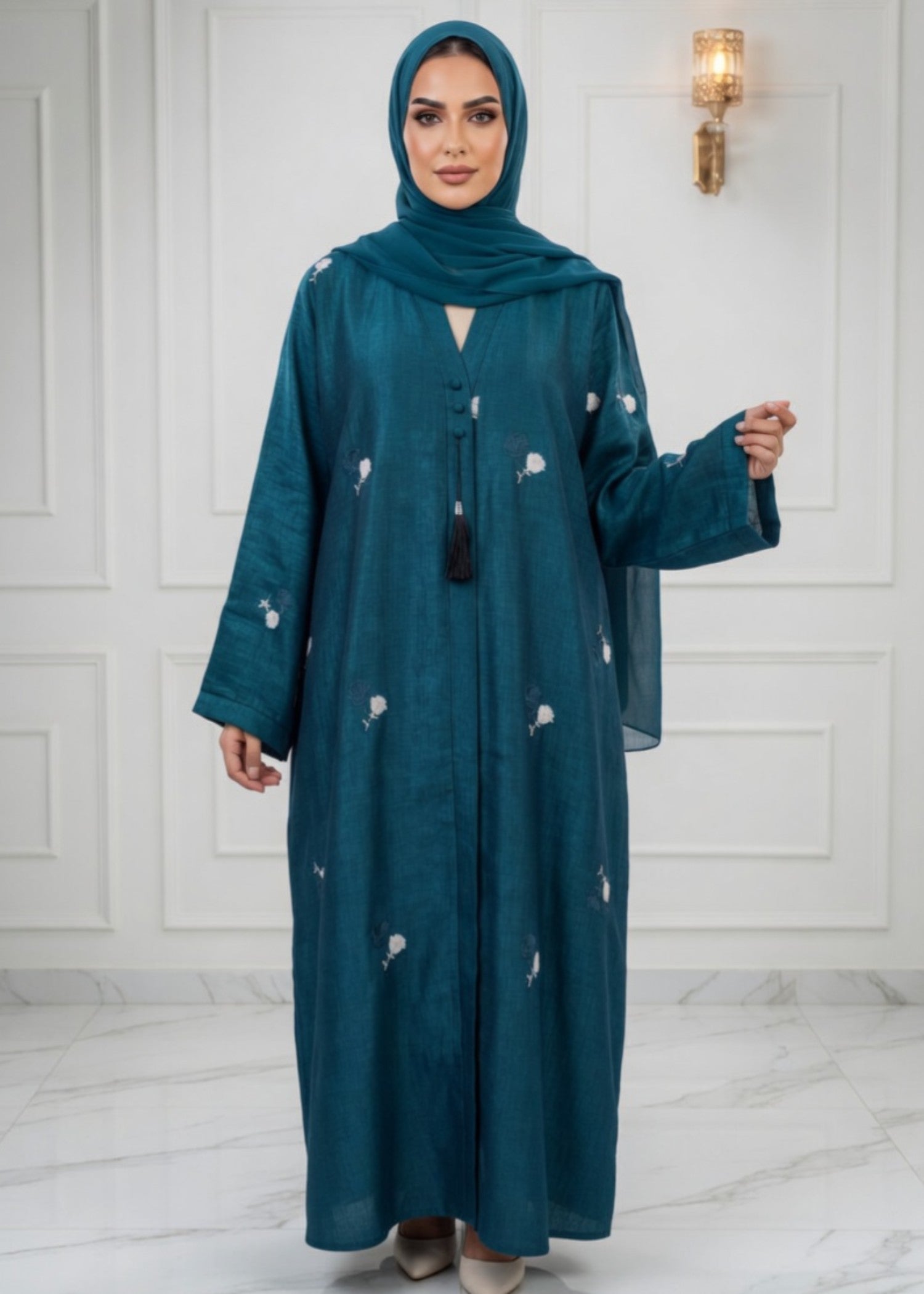 nidha blend Abaya in Steel blue