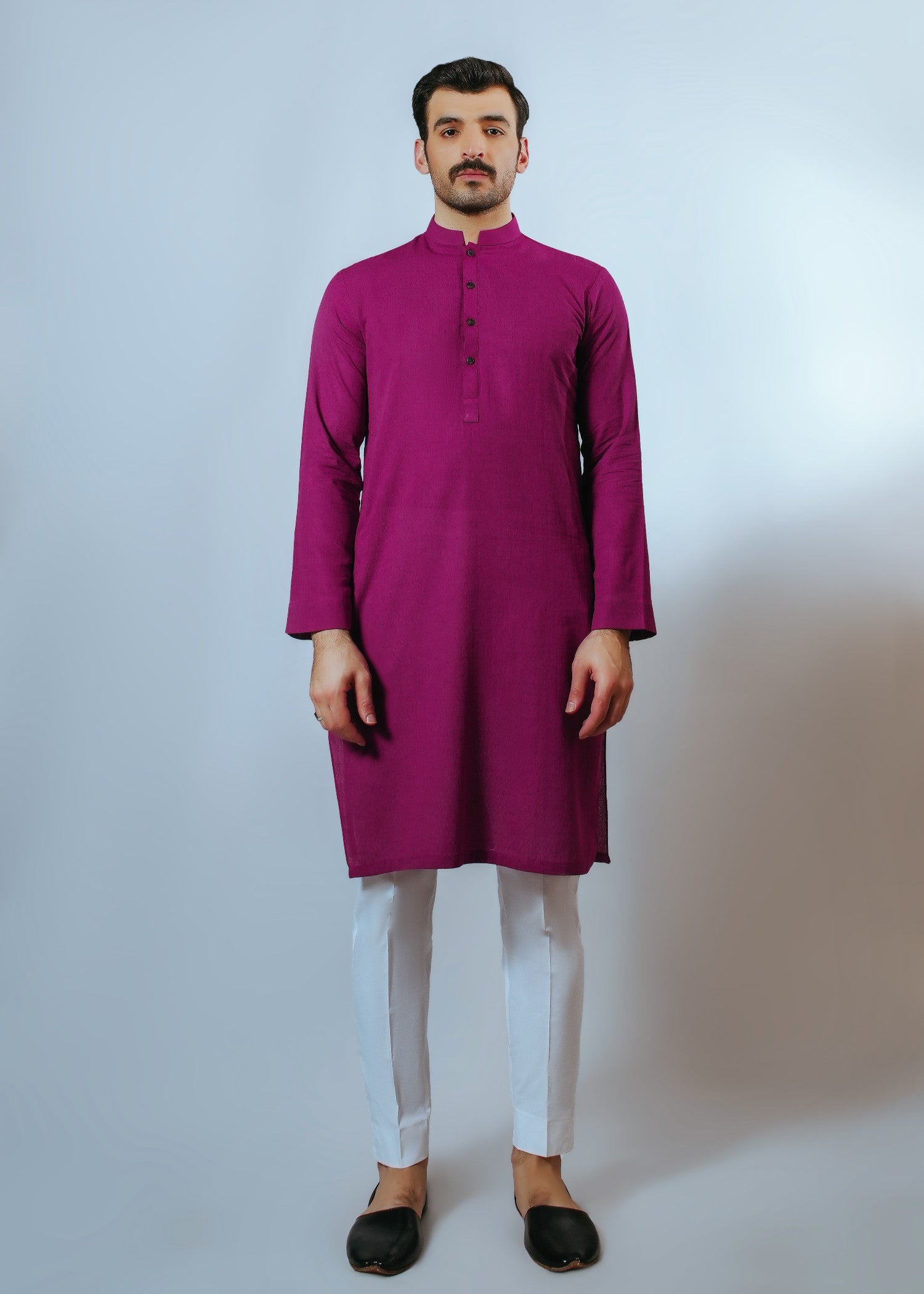 lawn karandi Kurta in Mulberry