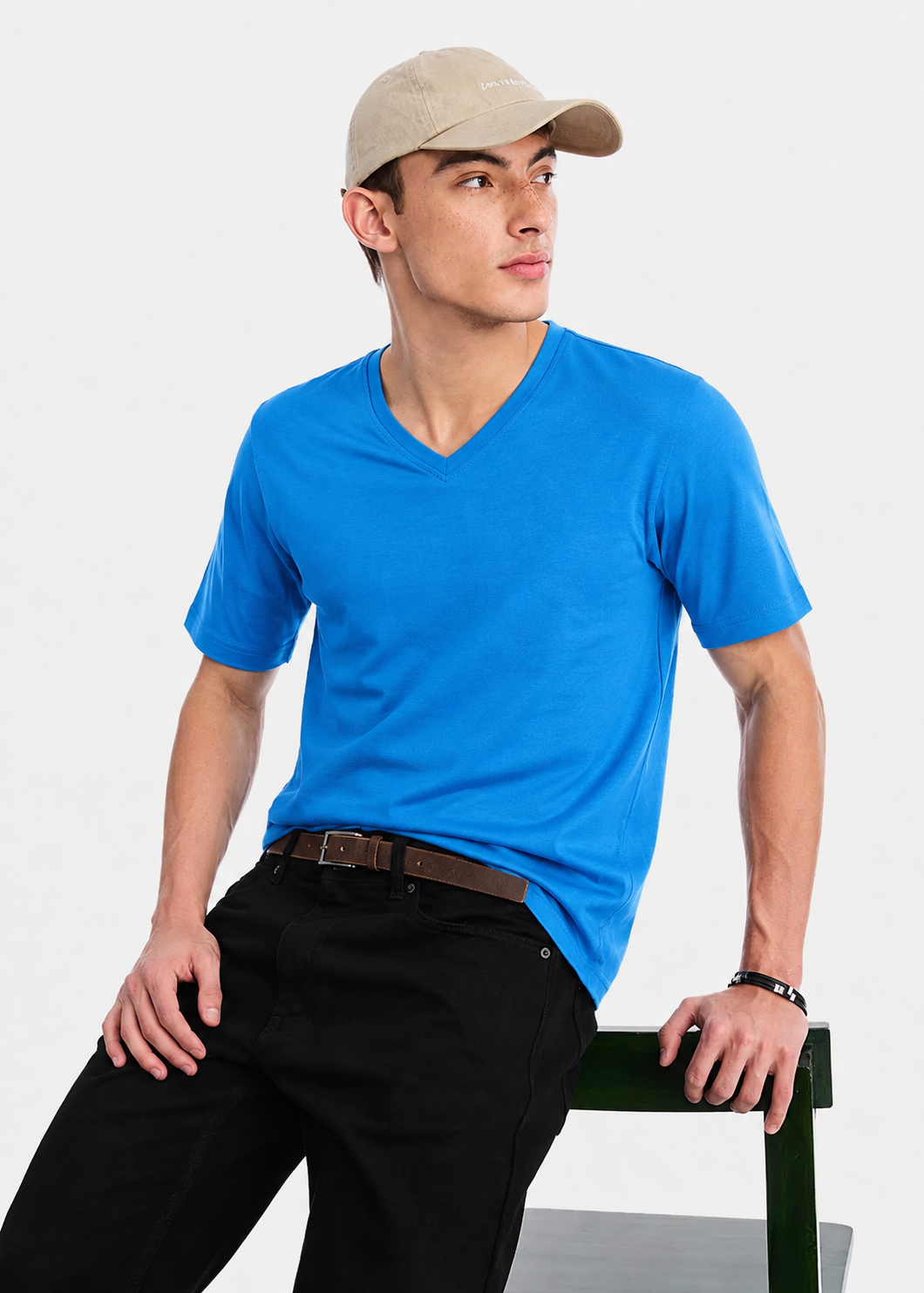 cotton T Shirt in Ocean blue