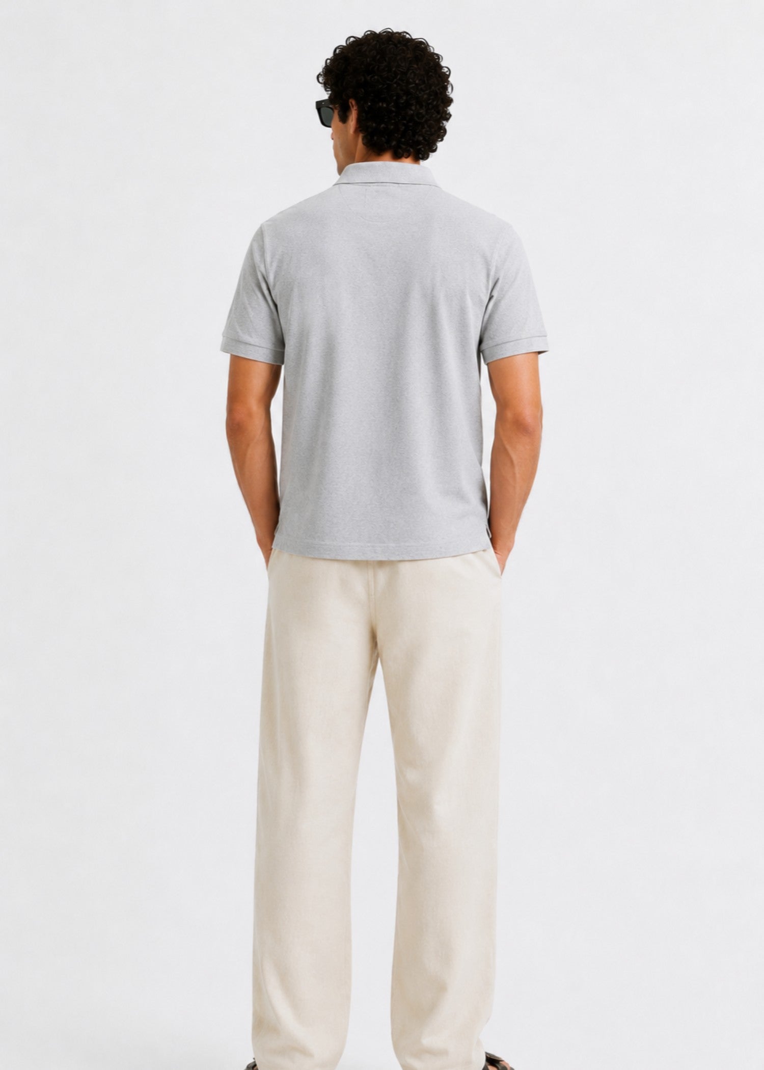 cotton Polo Shirt in Light grey