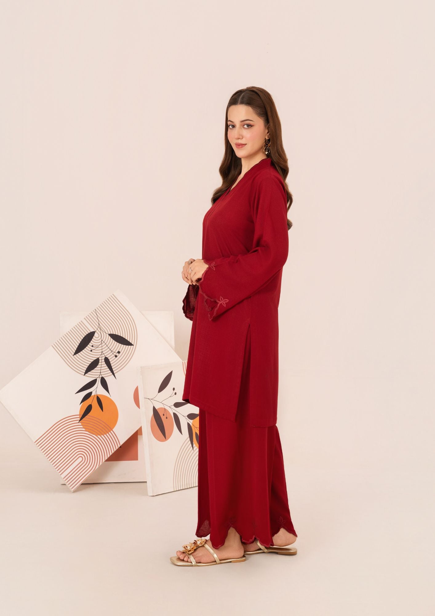 silk karandi Kurta Set in Maroon