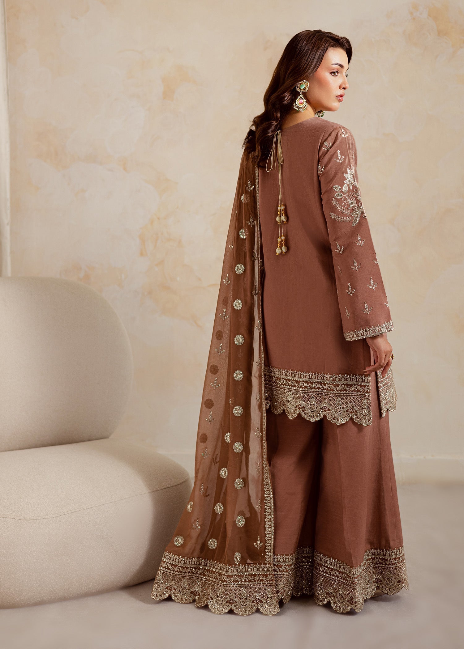 medium silk Kurta Set in Brown