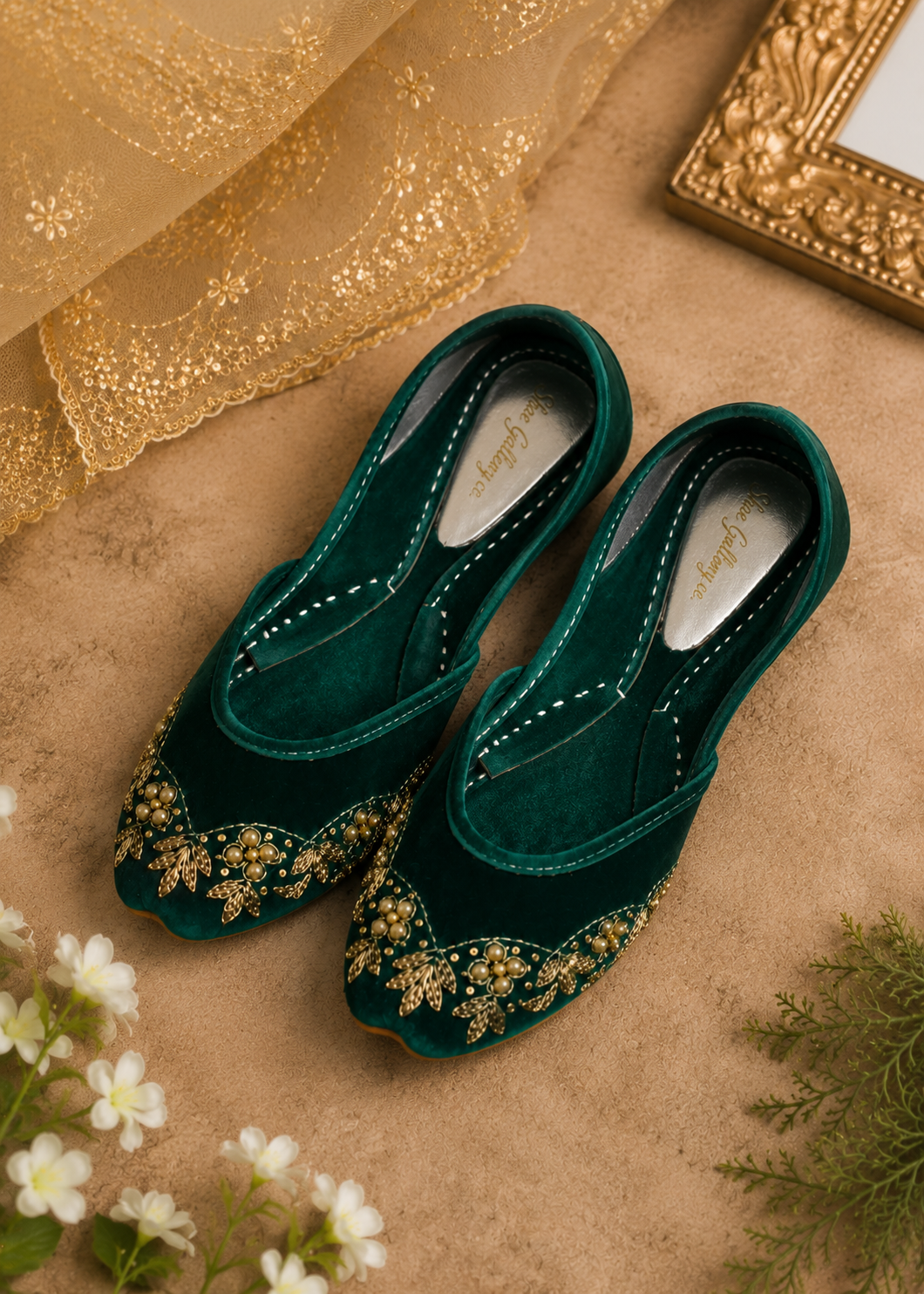 Khussa in Green by - High Quality Women Khussa YYV2055
