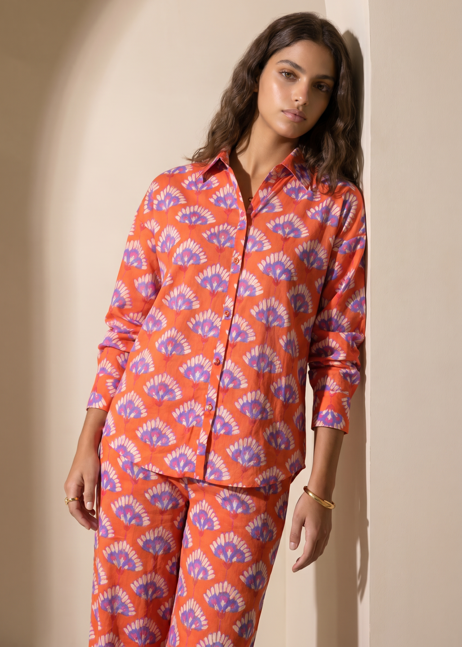viscose Co Ord Sets in Pumpkin orange