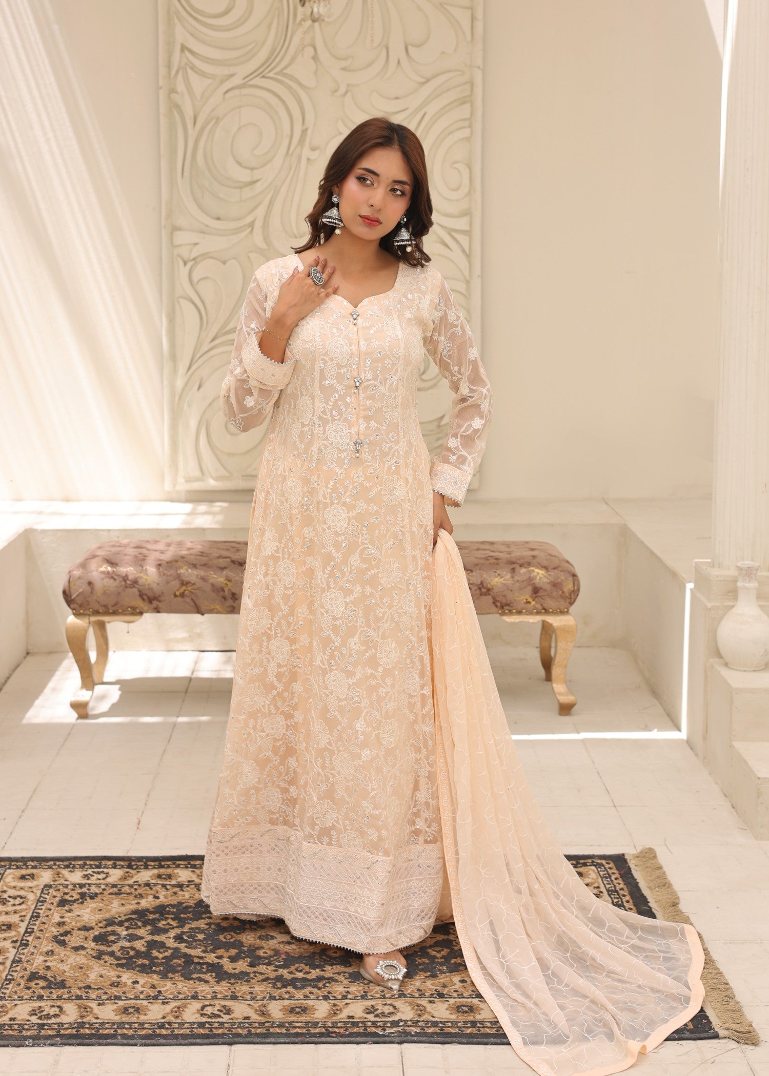 bemberg crinkle chiffon Maxi in Wheat