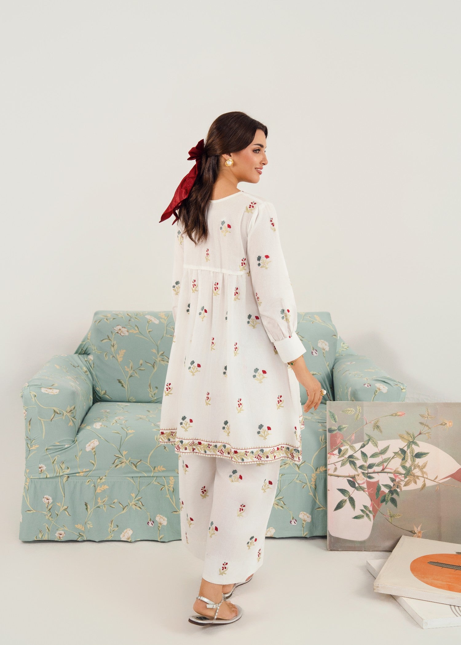 cotton Short Frock in White