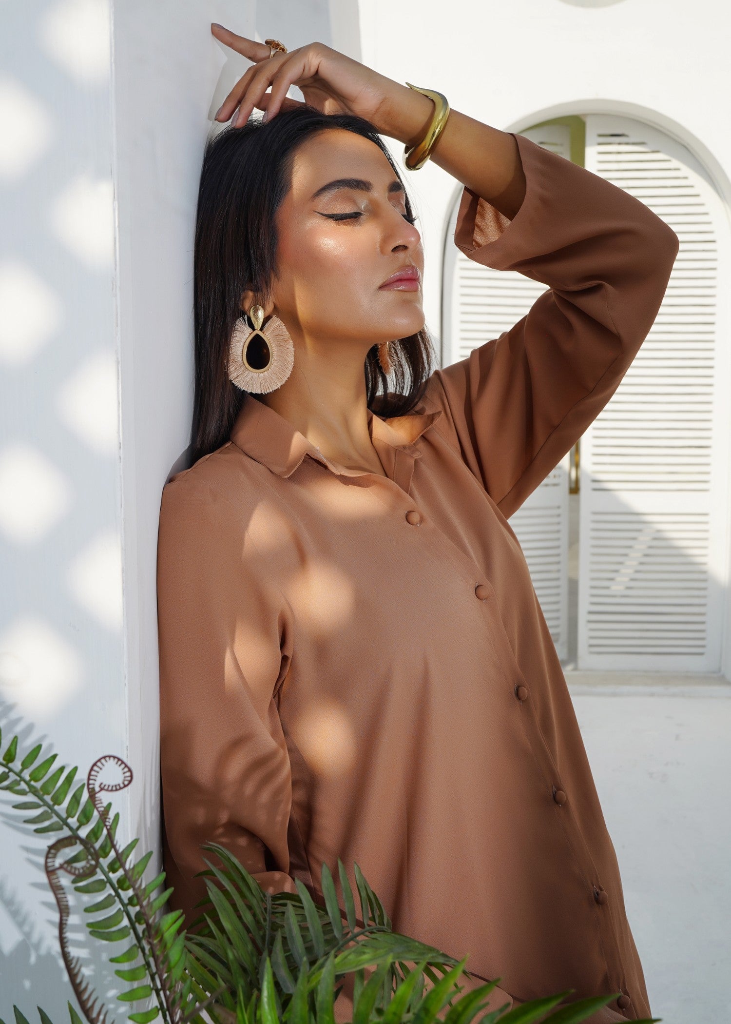 silk georgette Co Ord Sets in Almond brown
