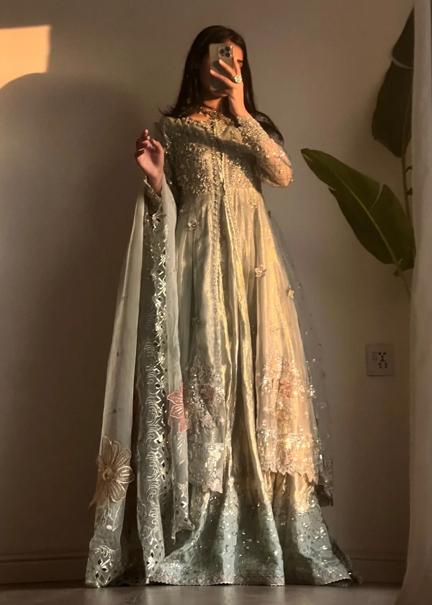 organza Maxi in Pistachio green