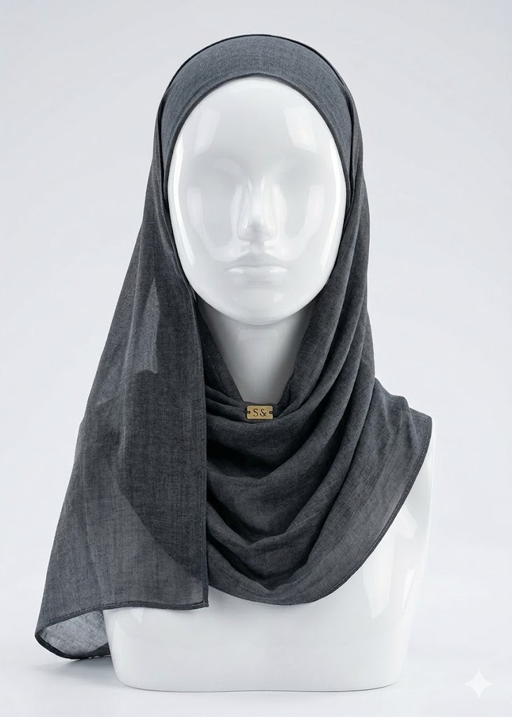 georgette Hijab in Steal grey