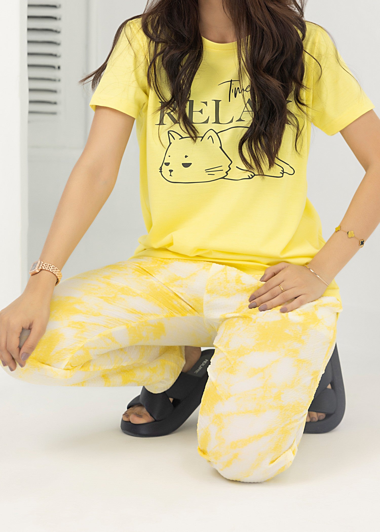 cotton Trousers in Pale yellow