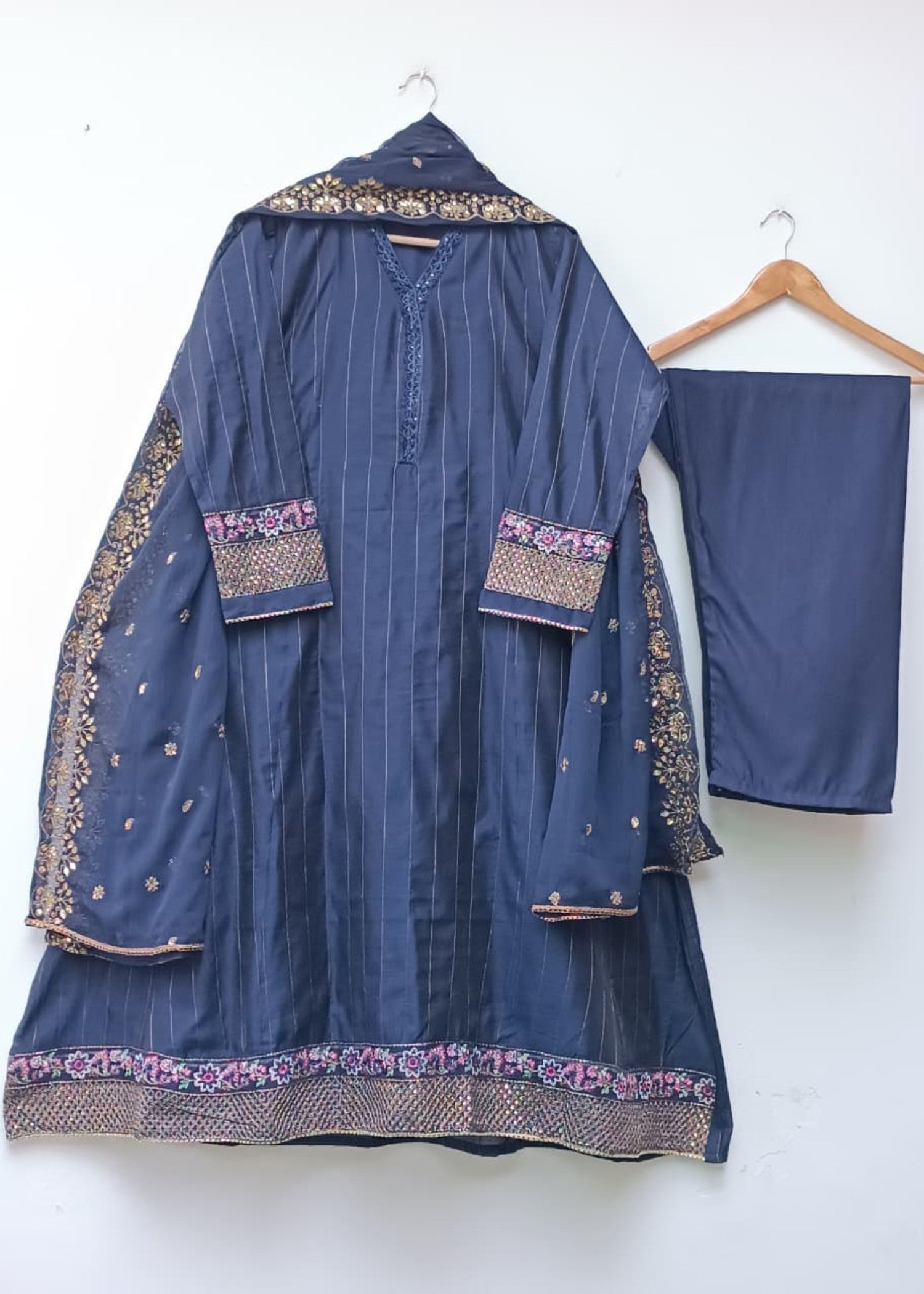 khaddi net Maxi in Navy blue