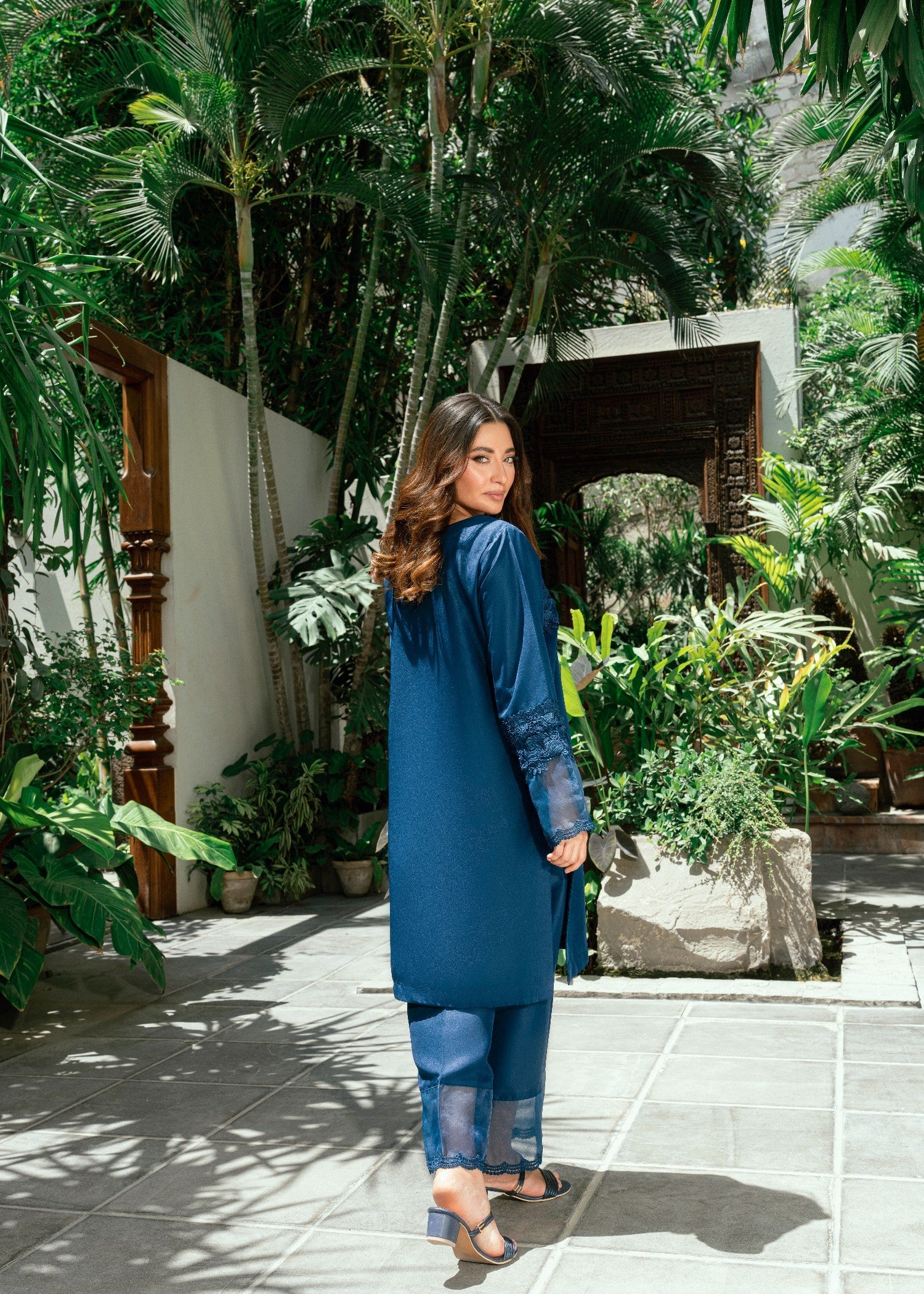 polyester kattan silk Kurta Set in Sapphire blue