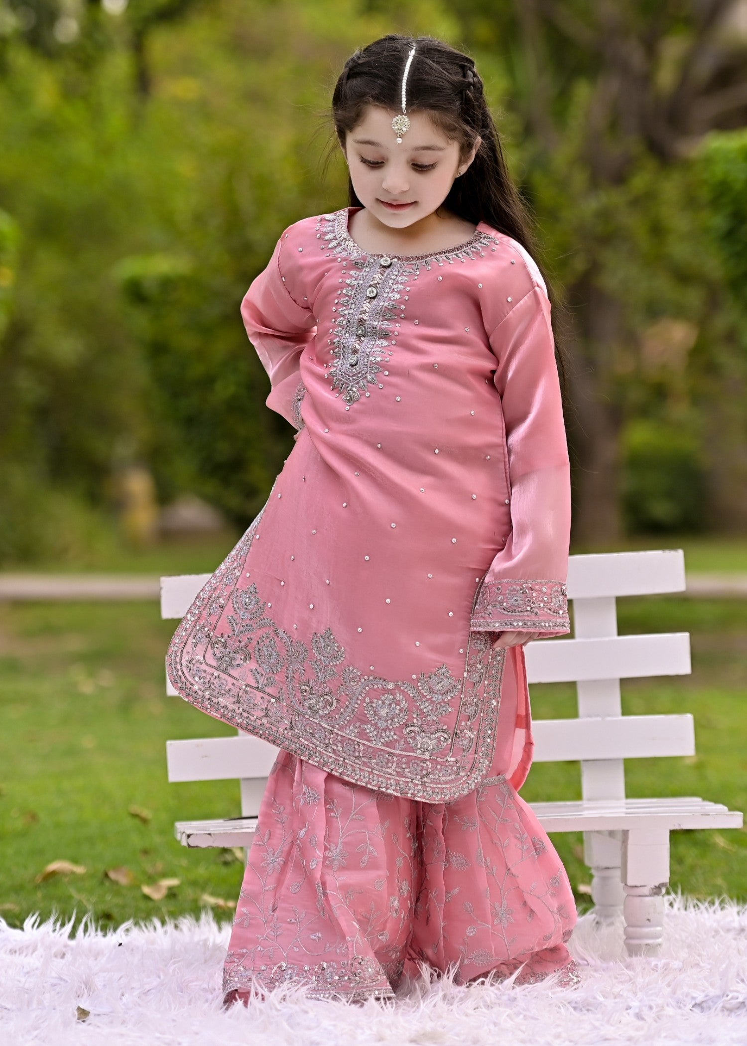 silk Gharara in Pink
