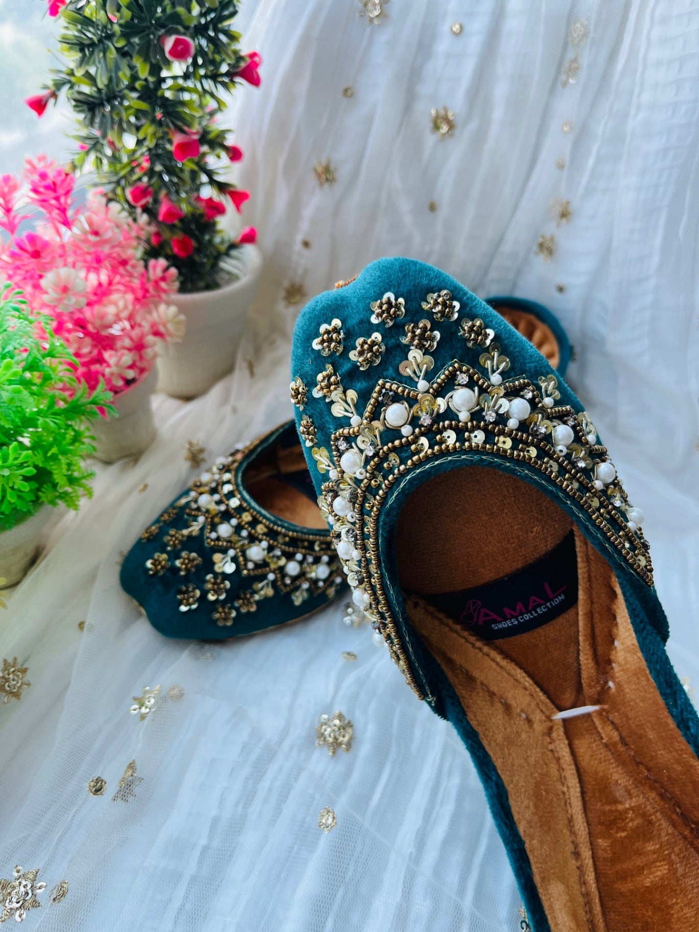 Khussa in Sea green by - High Quality Women Khussa XUW8888