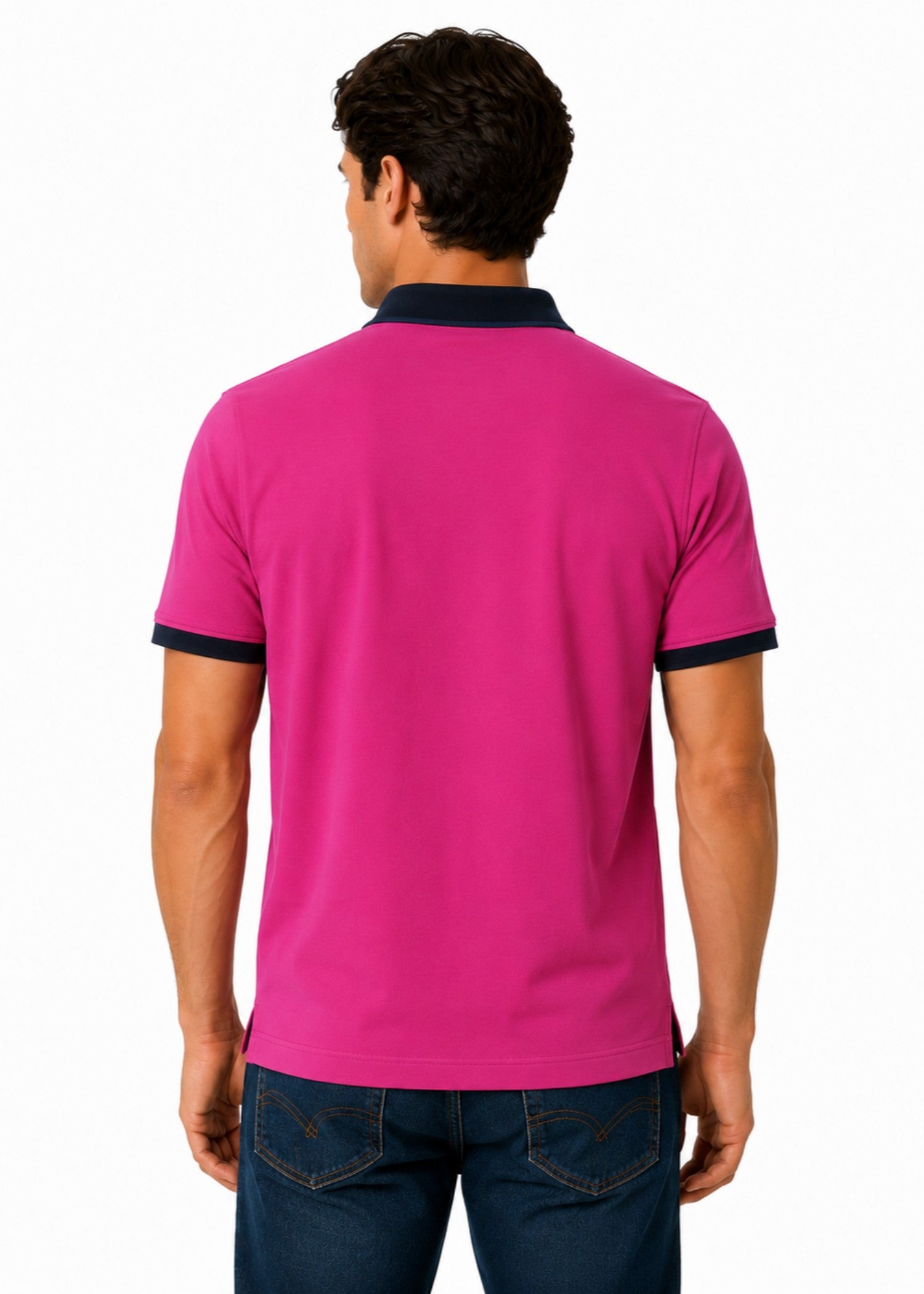 cotton Polo Shirt in Shocking pink