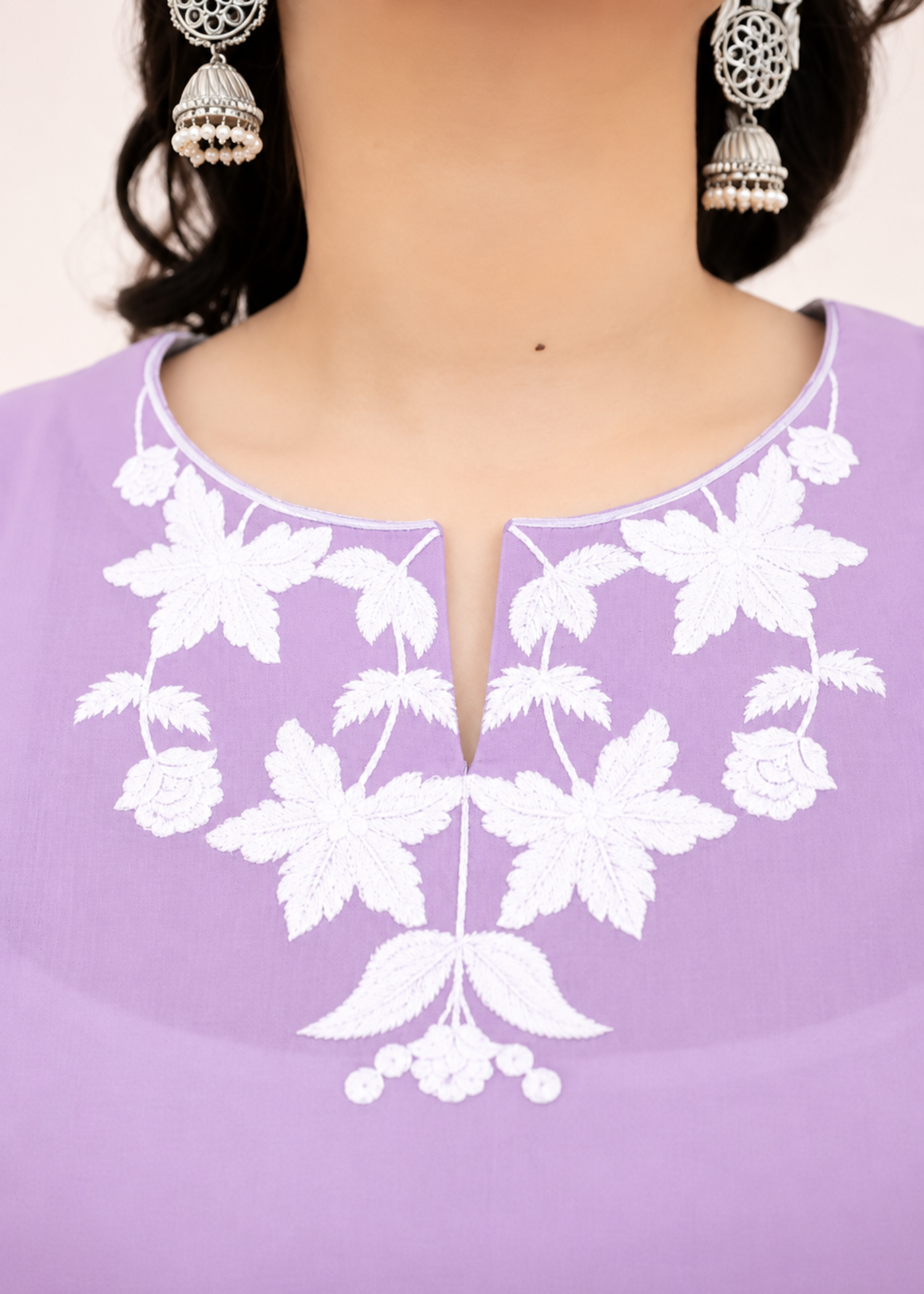 linen Kurta Set in Violet