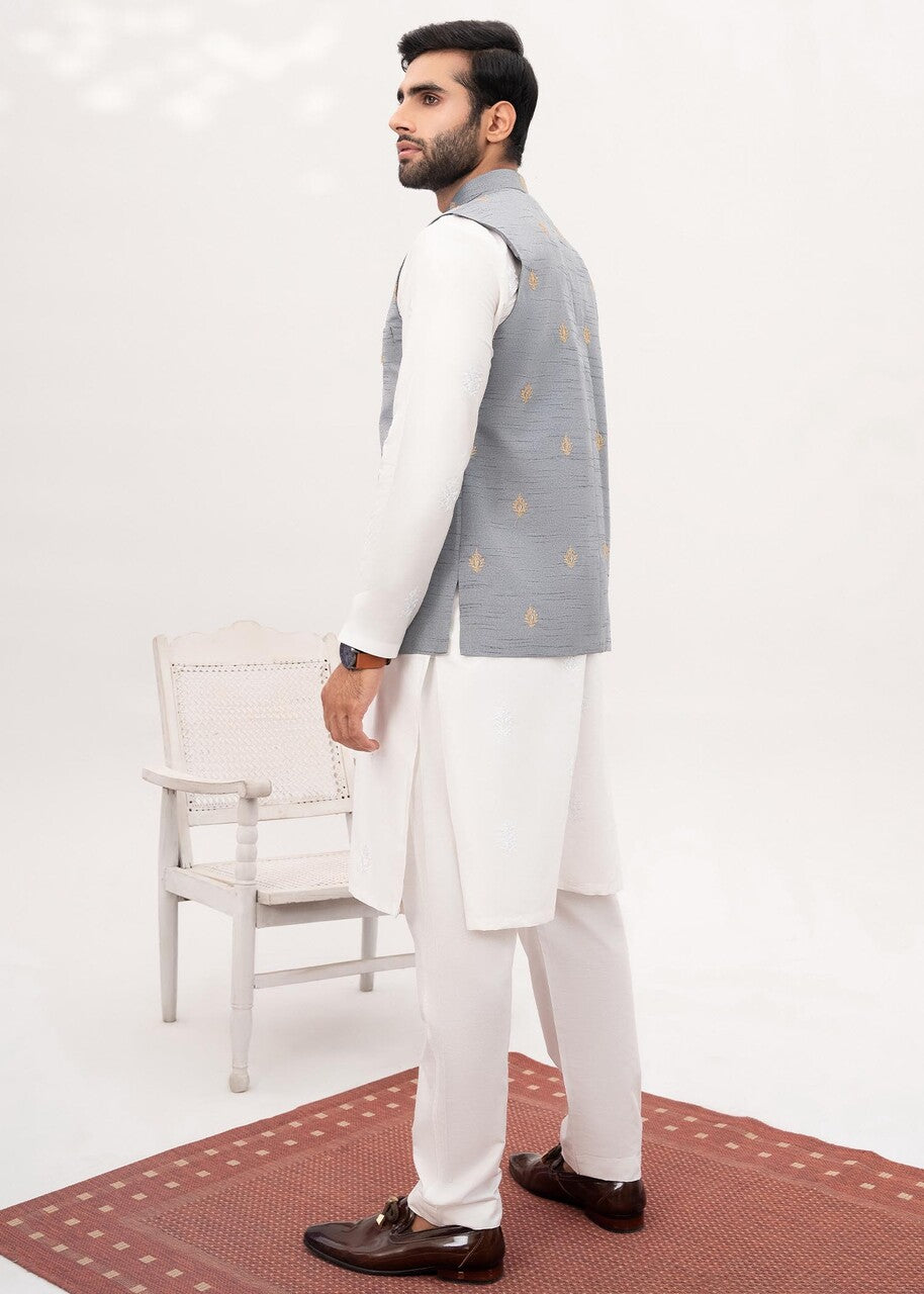 raw silk Waistcoat in Grey