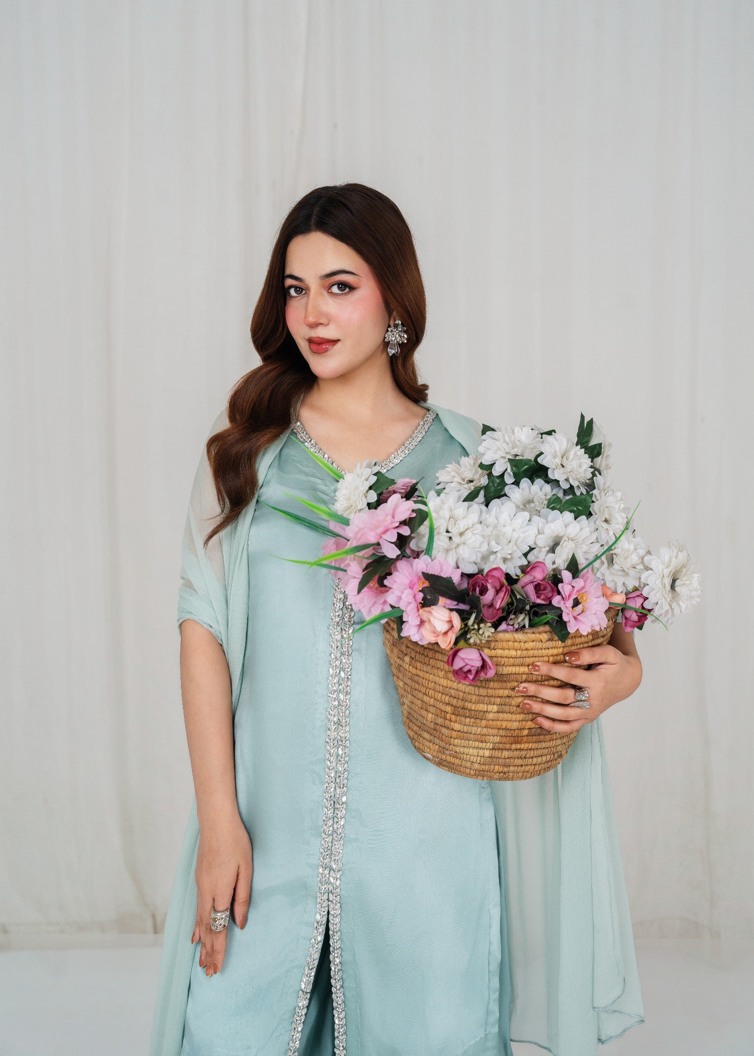 poly silk Sharara in Cloud blue