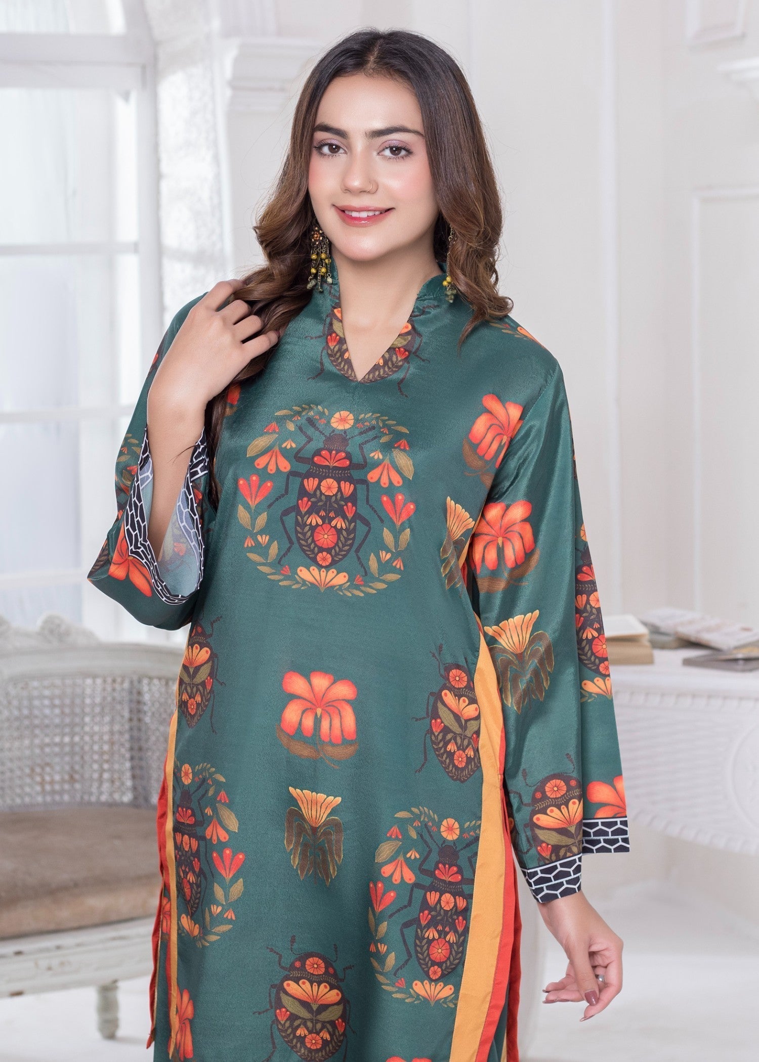 polyester crepe Co Ord Sets in Green