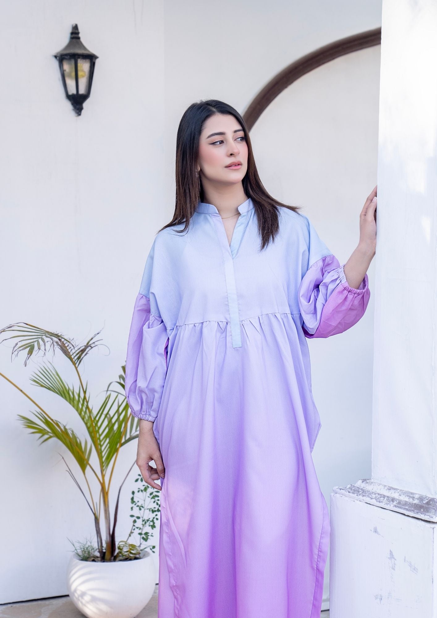 arabic lawn Co Ord Sets in Ice blue, electric purple