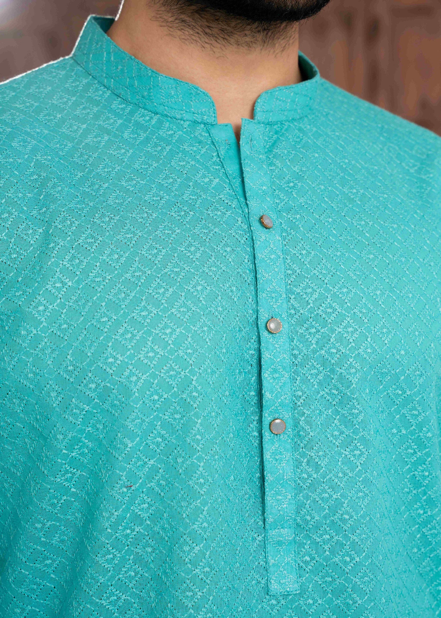 chikankari cotton Kurta in Turquoise