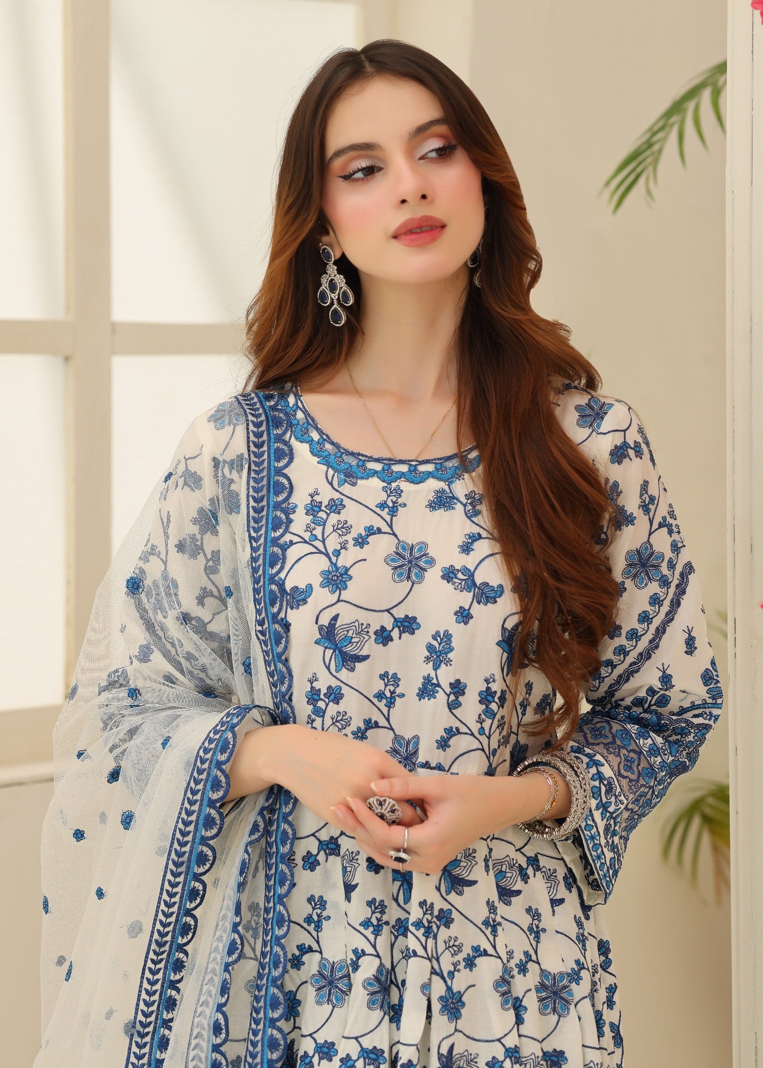 lawn Pishwas in White