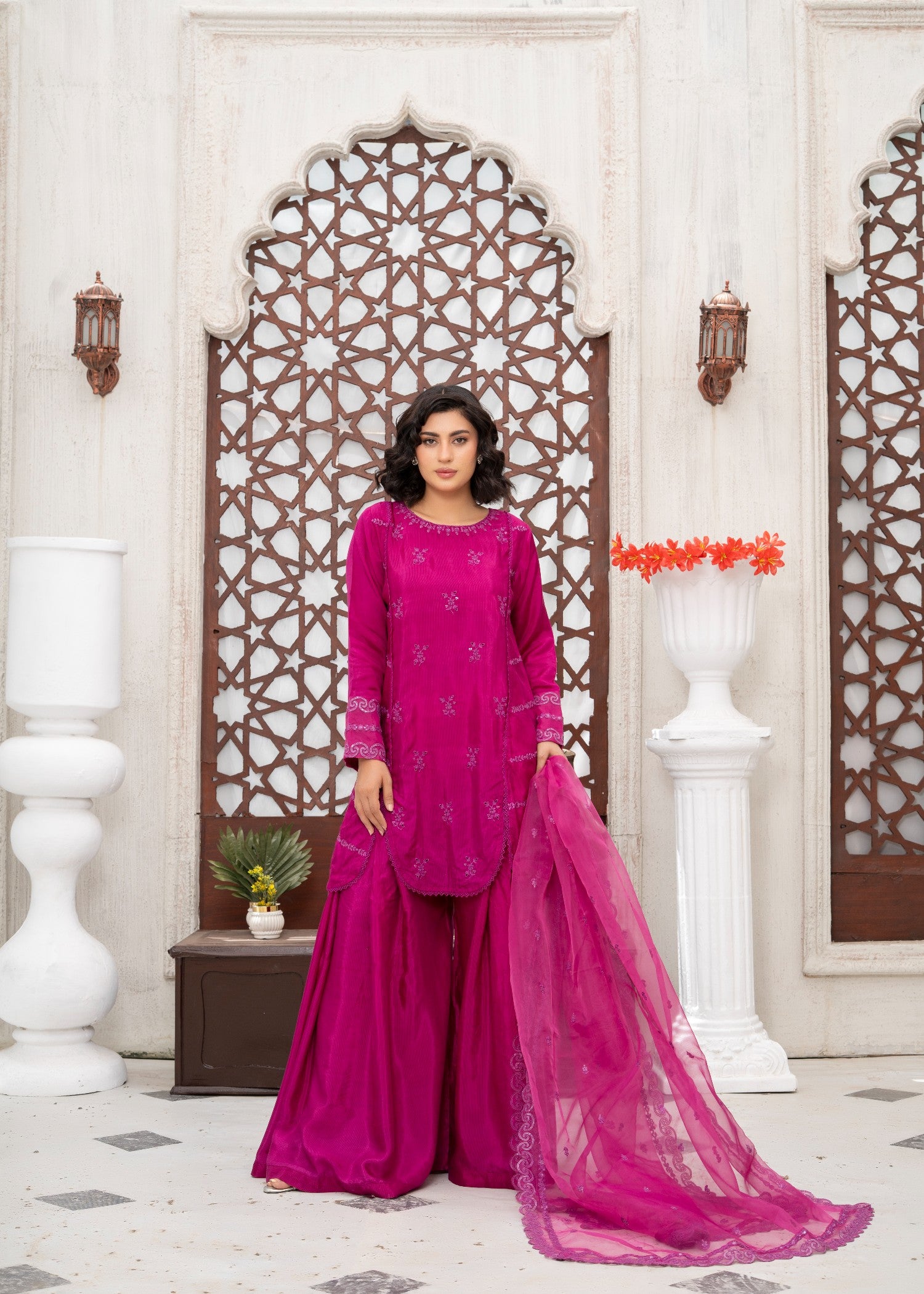 raw silk Sharara in Purple