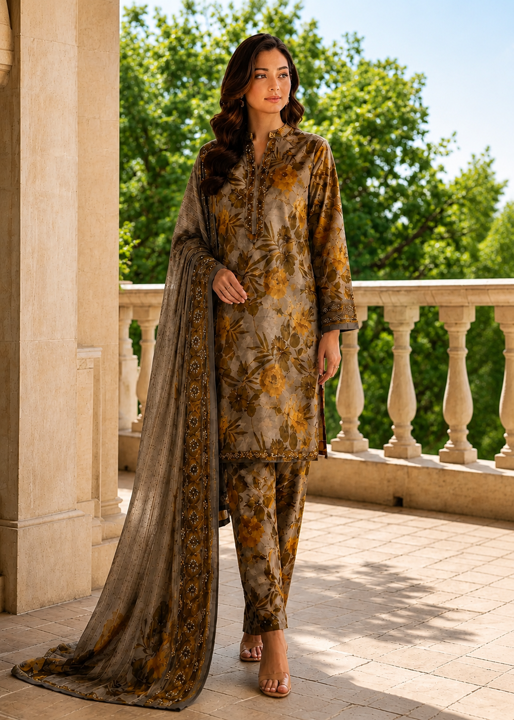 lawn Unstitched in Amber, hazelwood brown