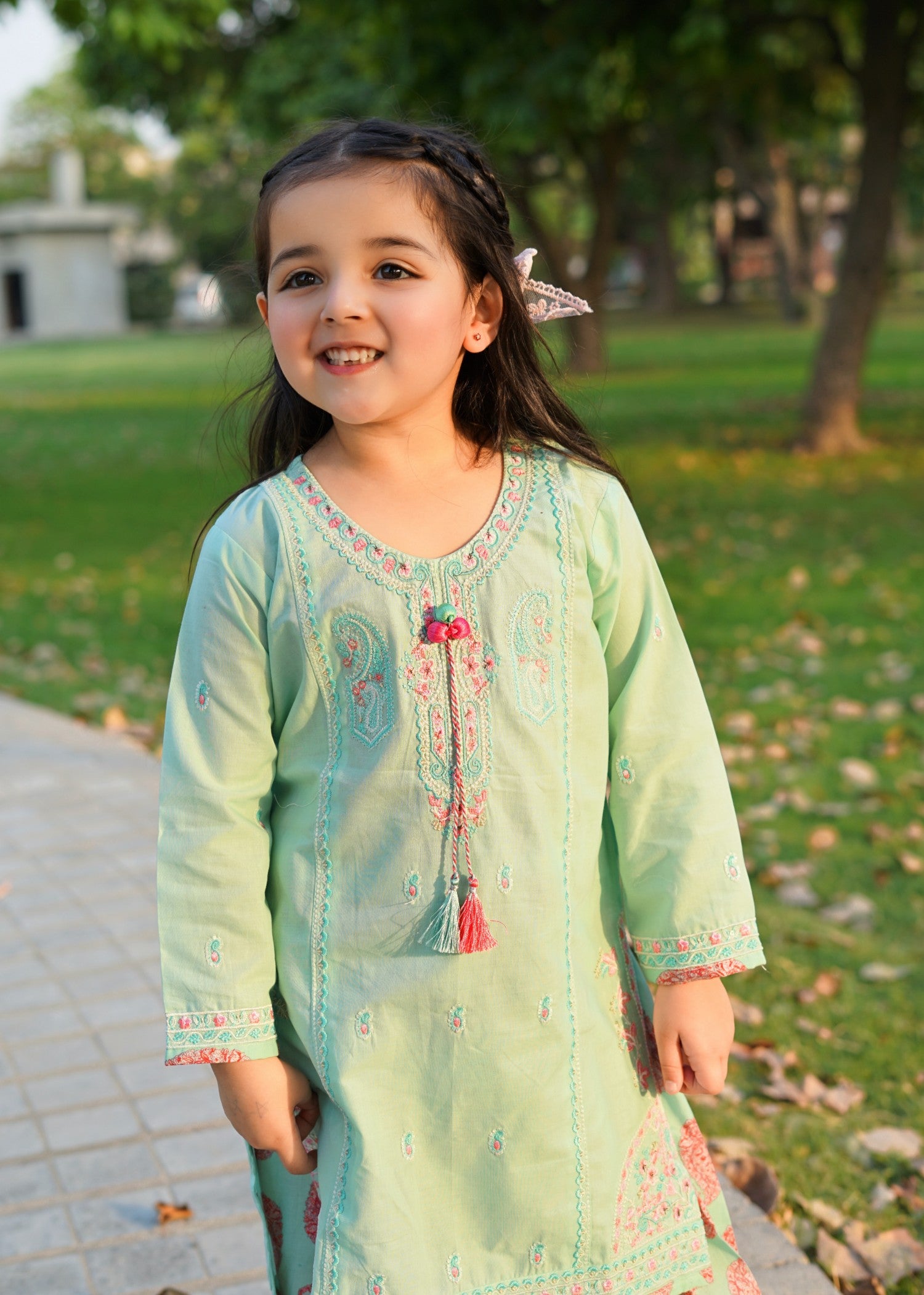 cotton Kurta Set in Pastel green