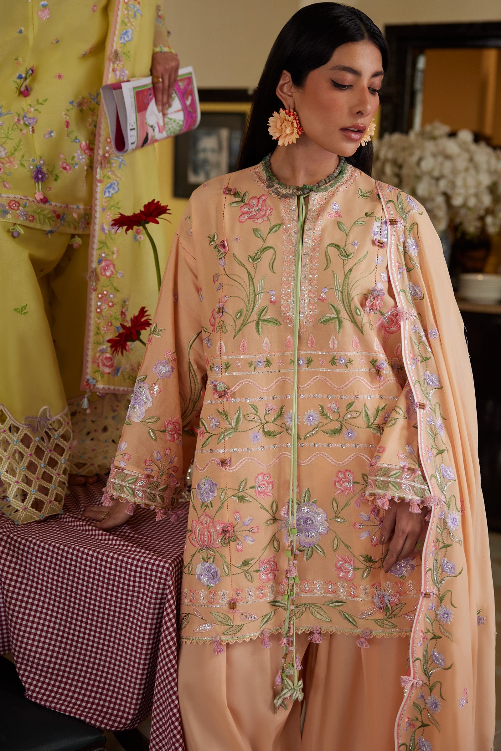 Festive Luxury Lawn – Apricot Mallow Bloom (Z-09)