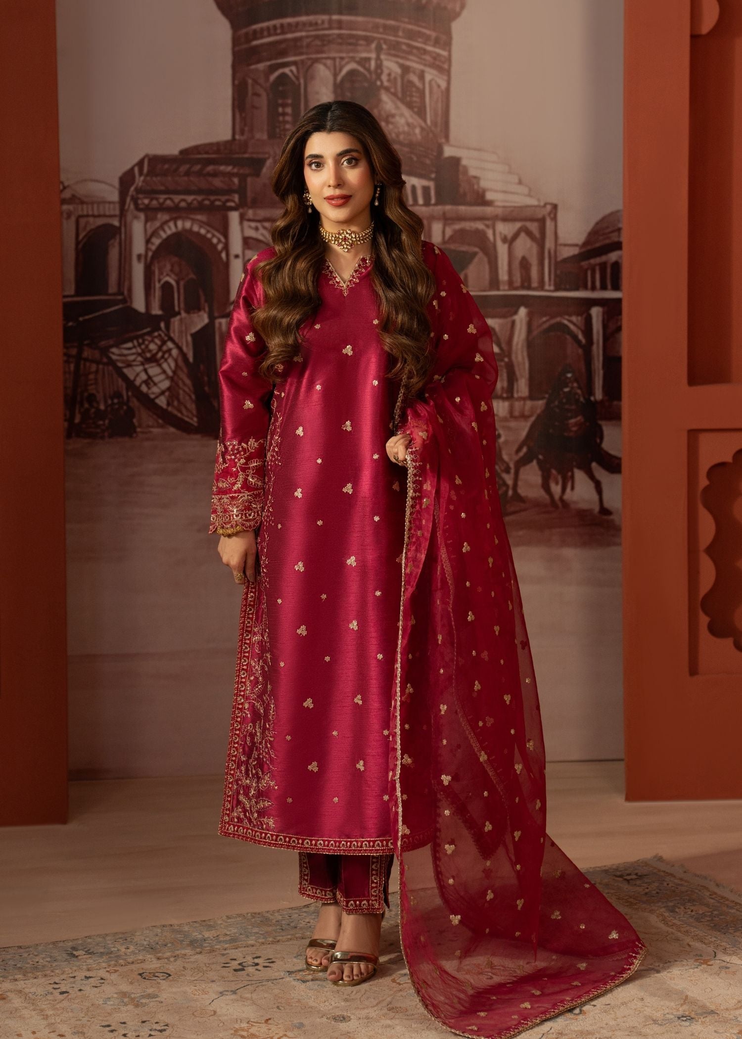 raw silk Kurta Set in Baby pink