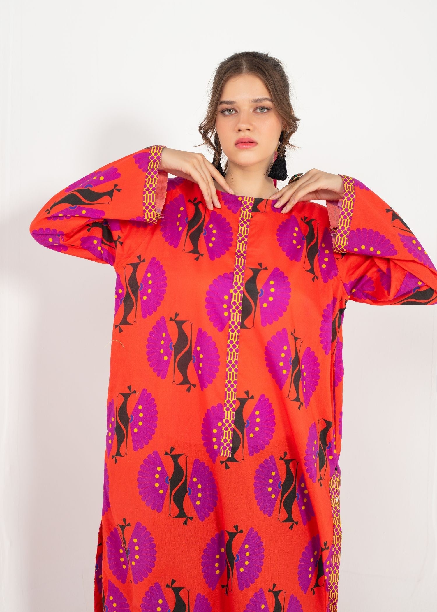 cambric Kurti in Orange