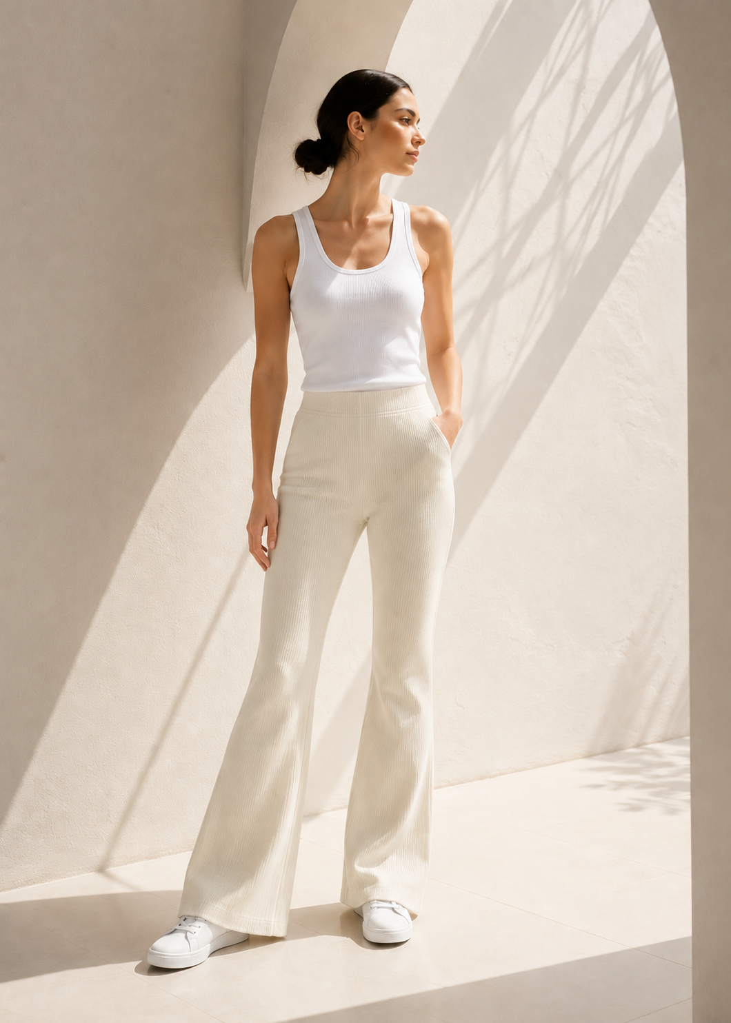 jersey knit Tights in Off-white