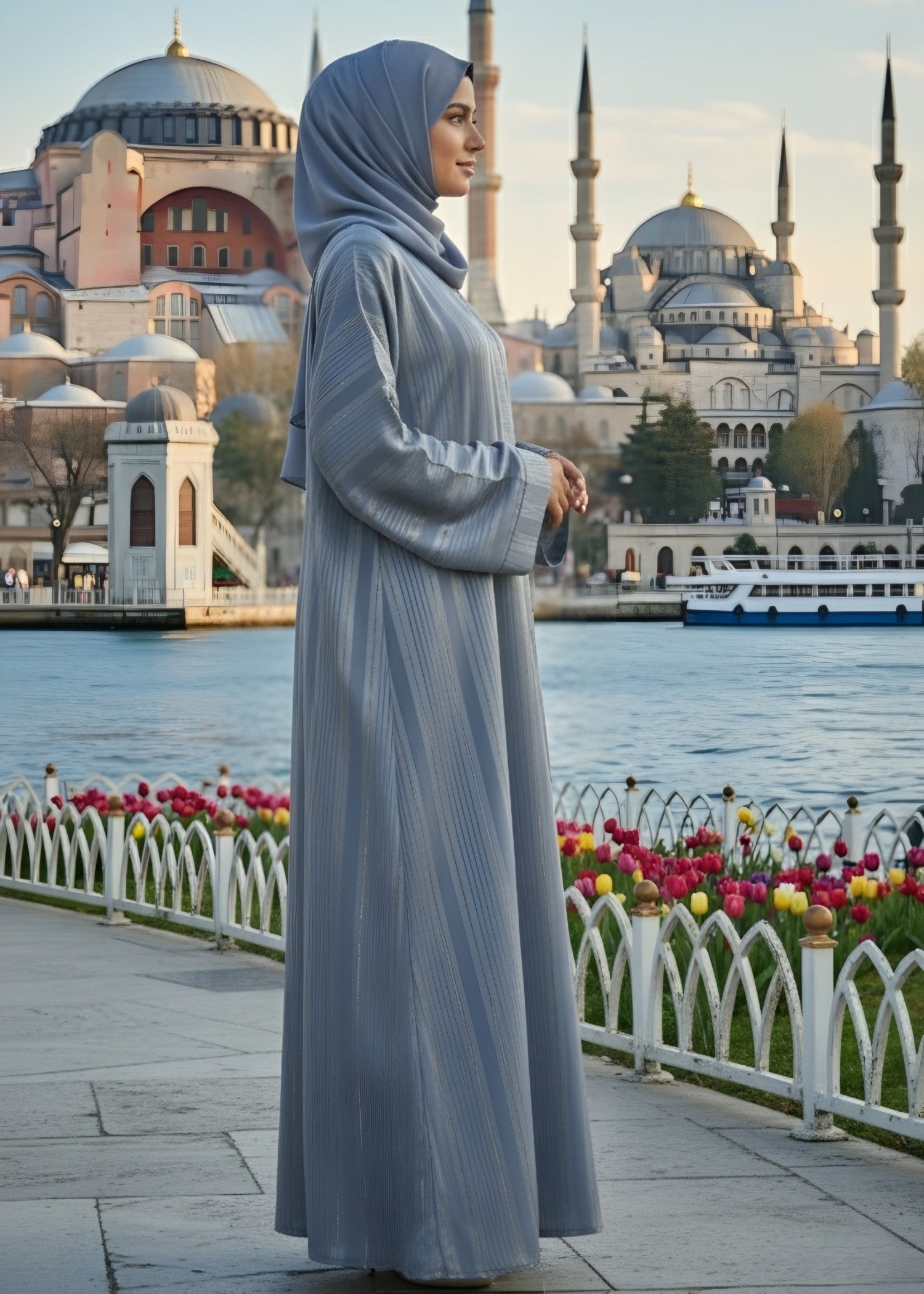 nidha Abaya in Duck egg grey