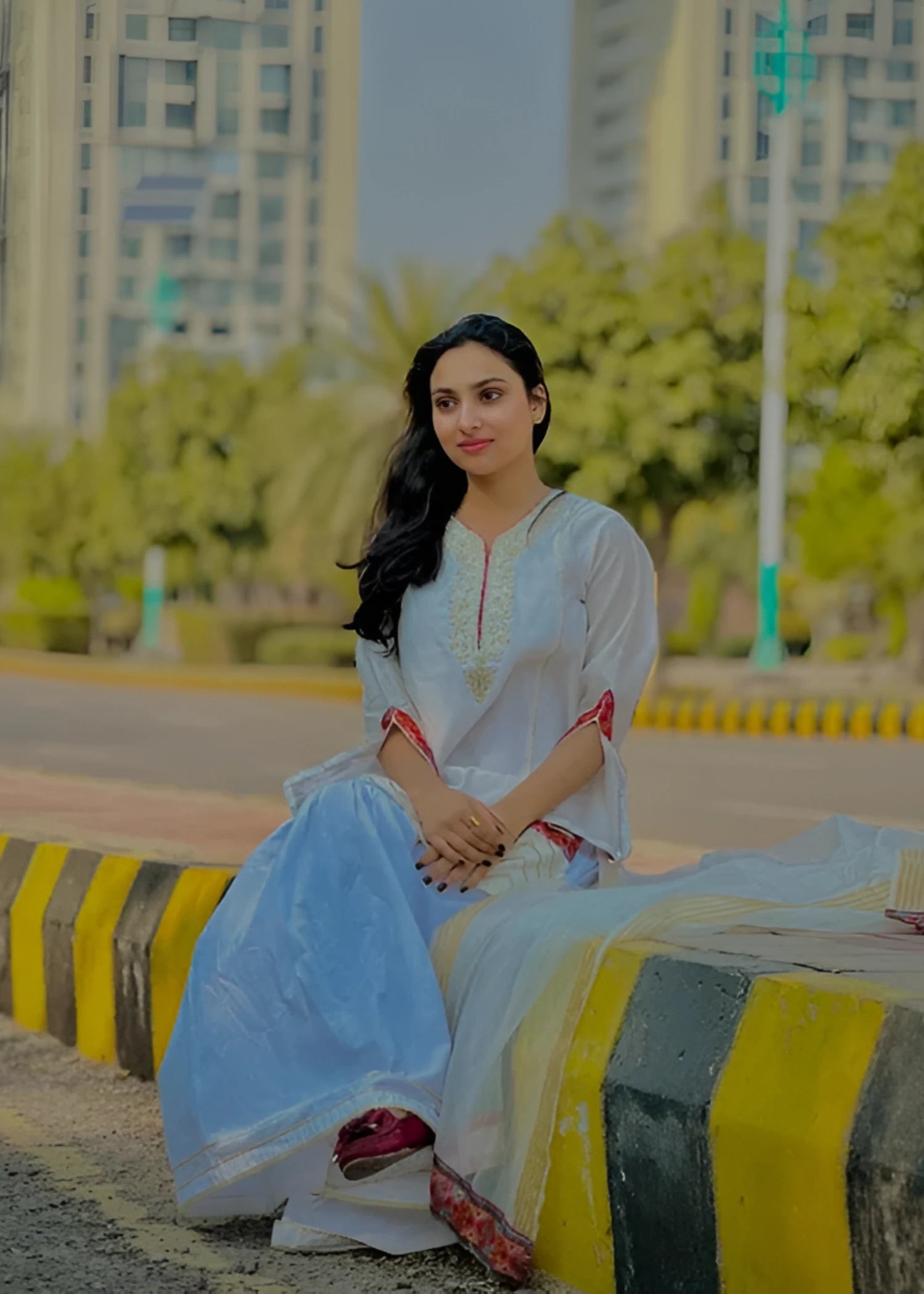cotton Gharara in White